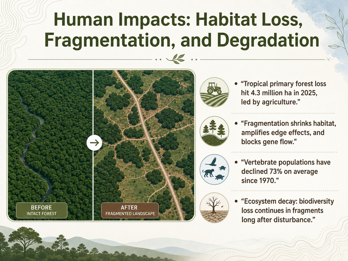 Human Impacts: Habitat Loss, Fragmentation, and Degradation