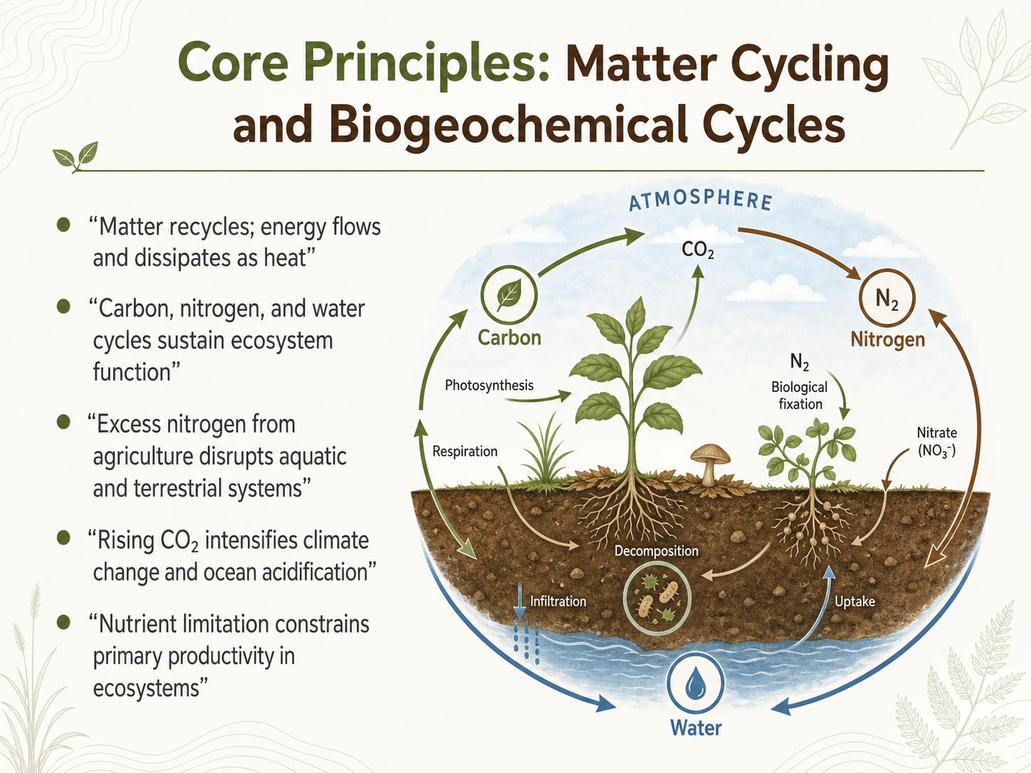 Core Principles: Matter Cycling and Biogeochemical Cycles