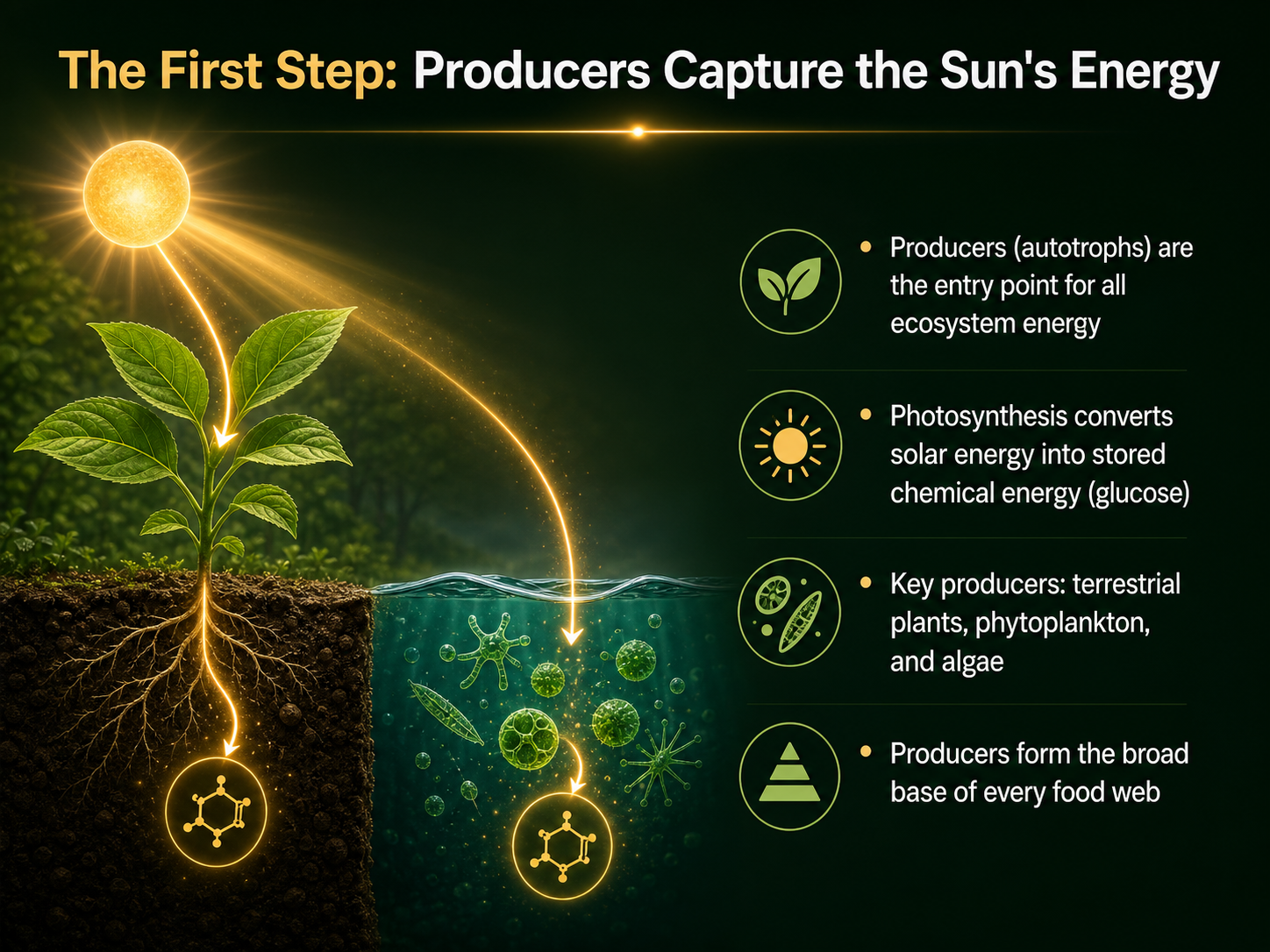The First Step: Producers Capture the Sun's Energy