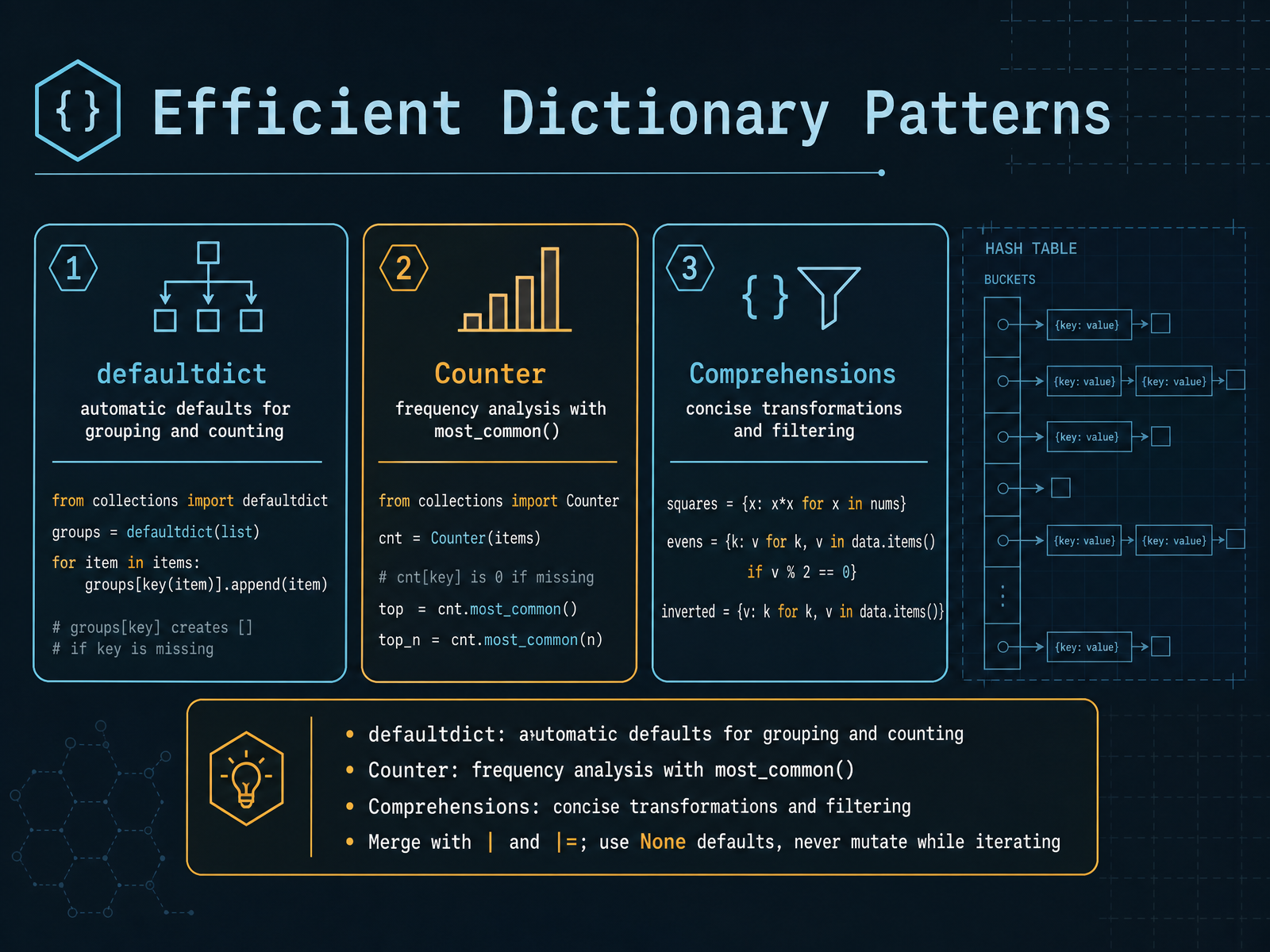 Efficient Dictionary Patterns