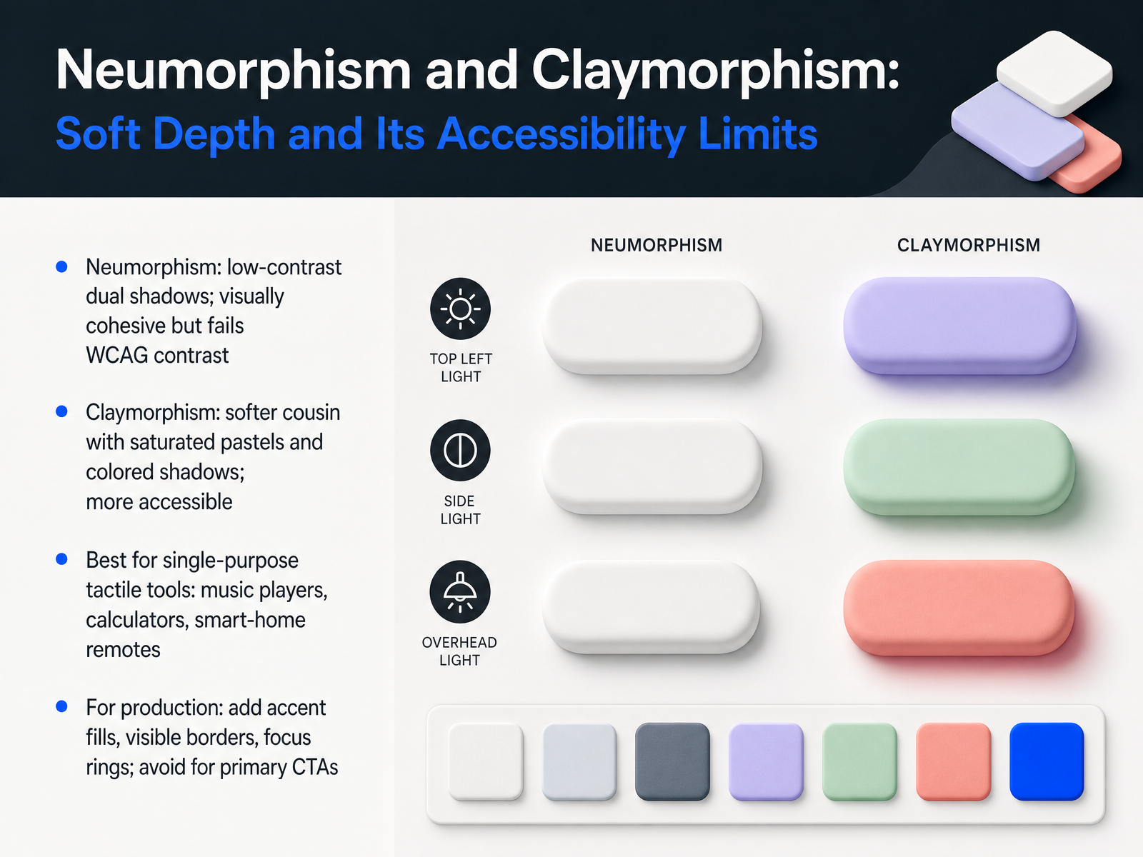 Neumorphism and Claymorphism: Soft Depth and Its Accessibility Limits