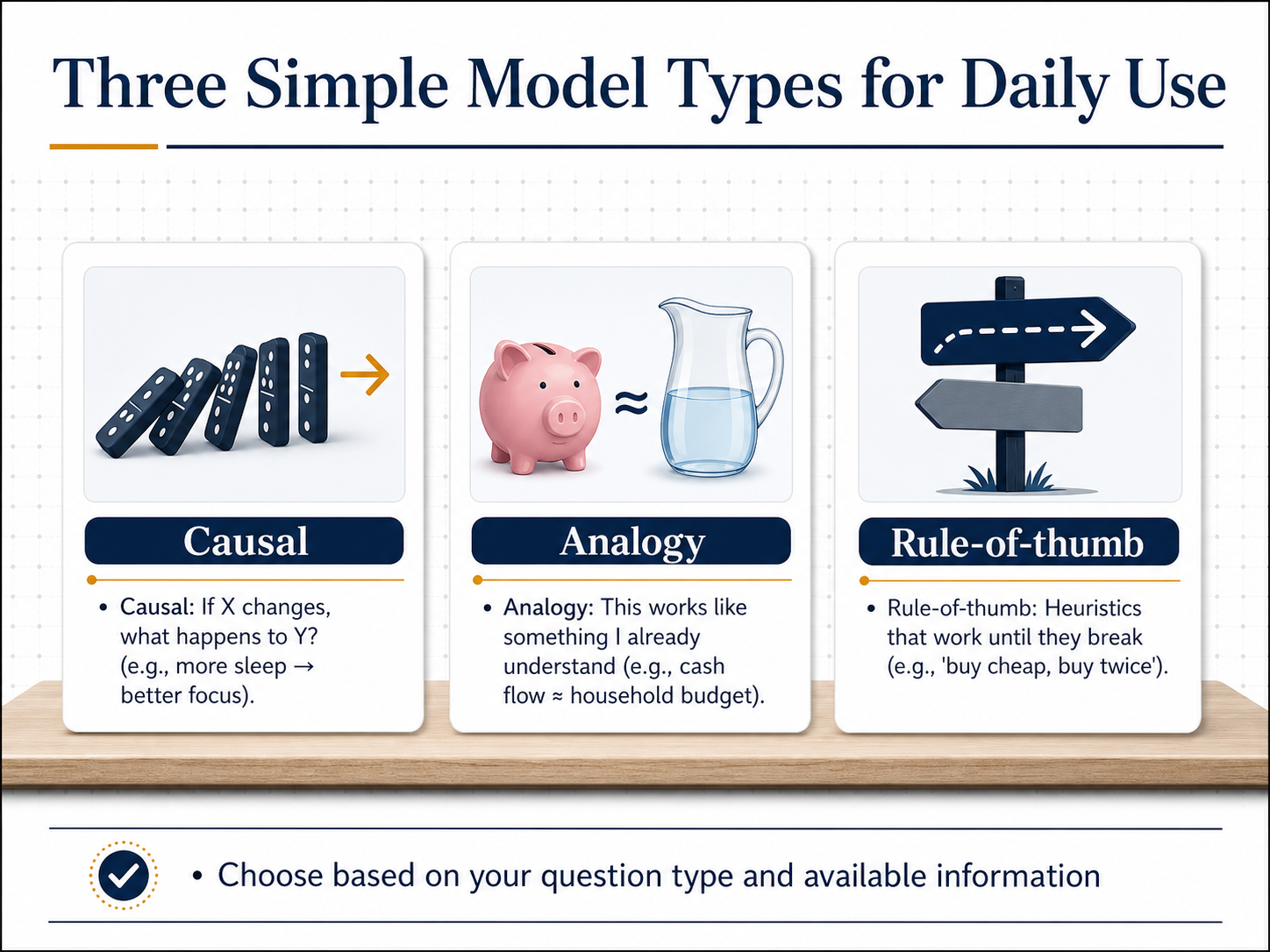Three Simple Model Types for Daily Use