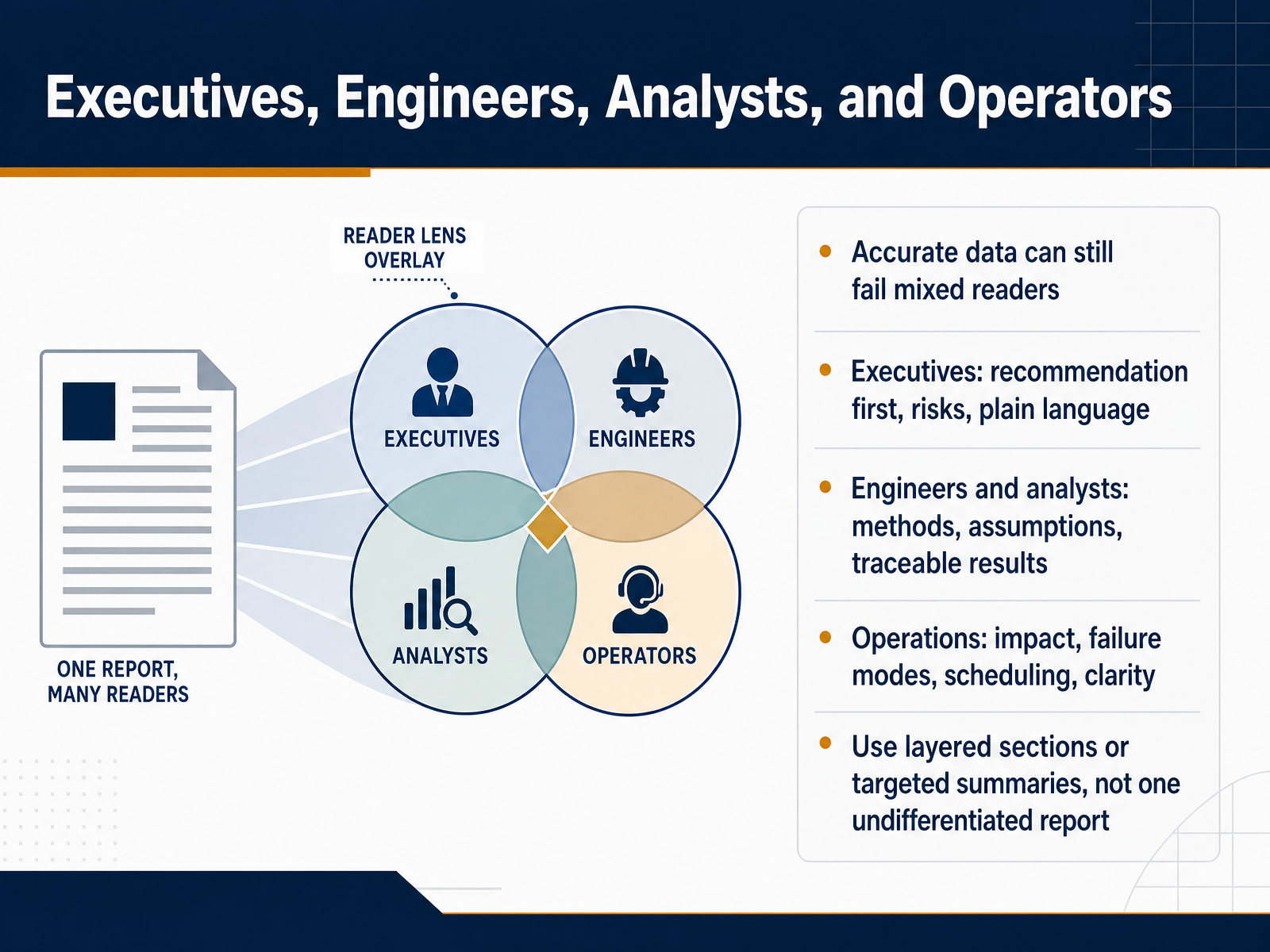 Executives, Engineers, Analysts, and Operators