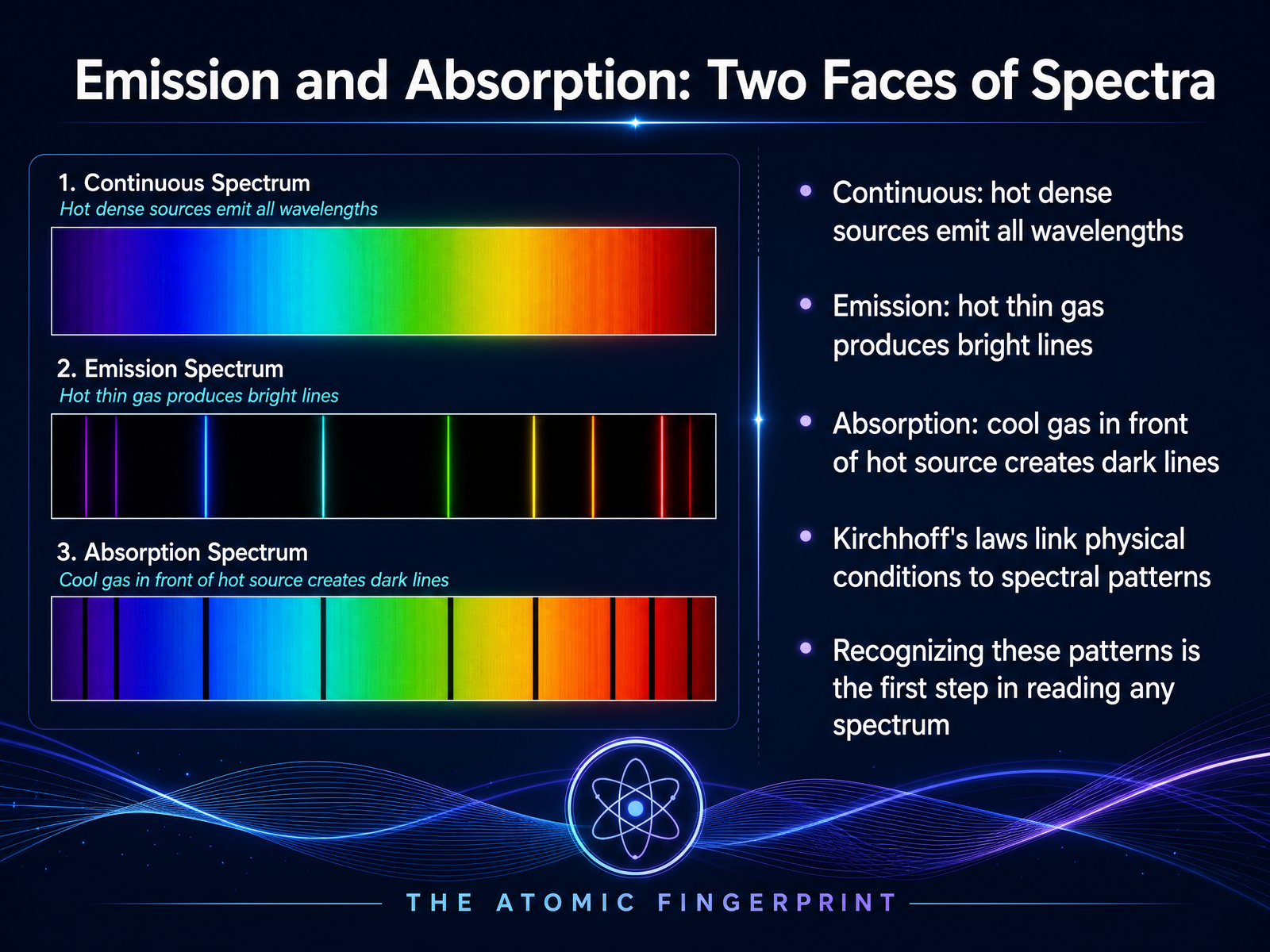 Emission and Absorption: Two Faces of Spectra