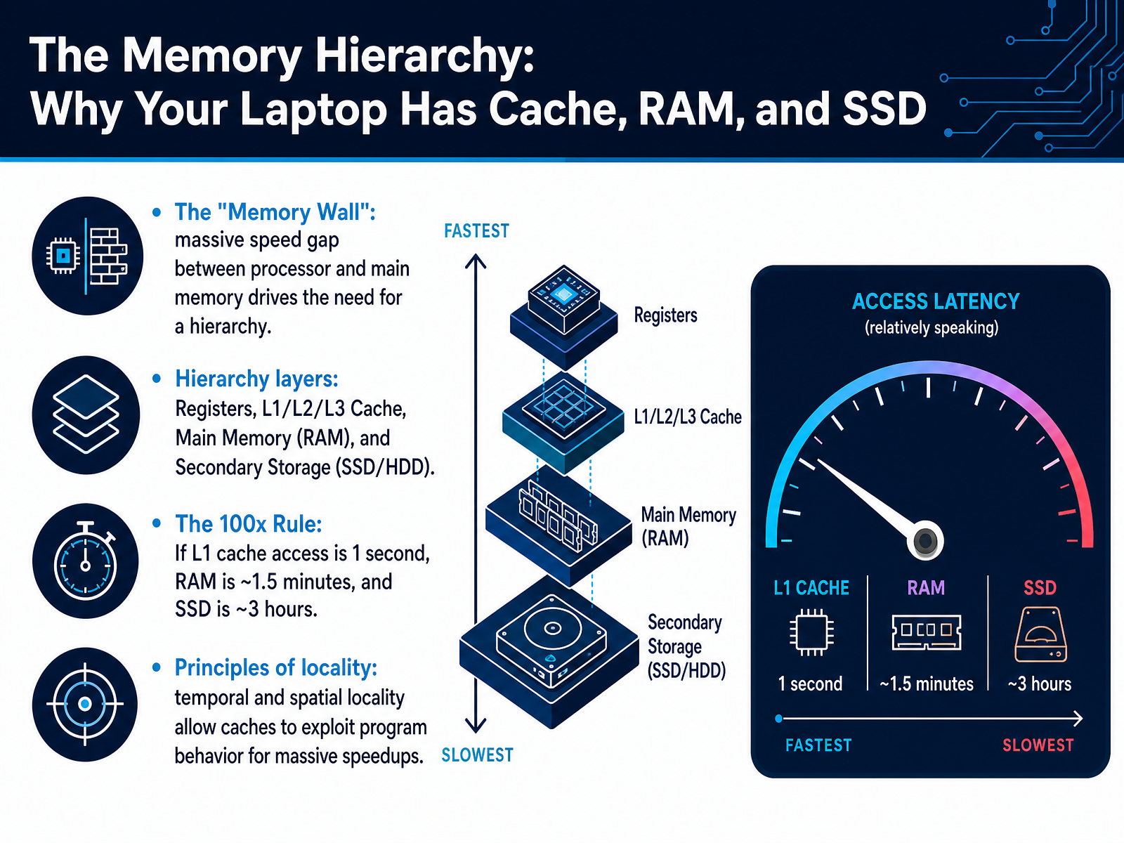 The Memory Hierarchy: Why Your Laptop Has Cache, RAM, and SSD