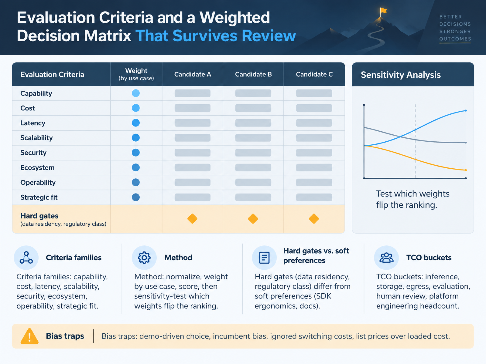 Evaluation Criteria and a Weighted Decision Matrix That Survives Review