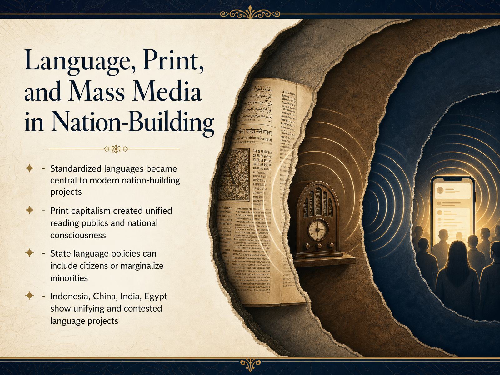 Language, Print, and Mass Media in Nation-Building