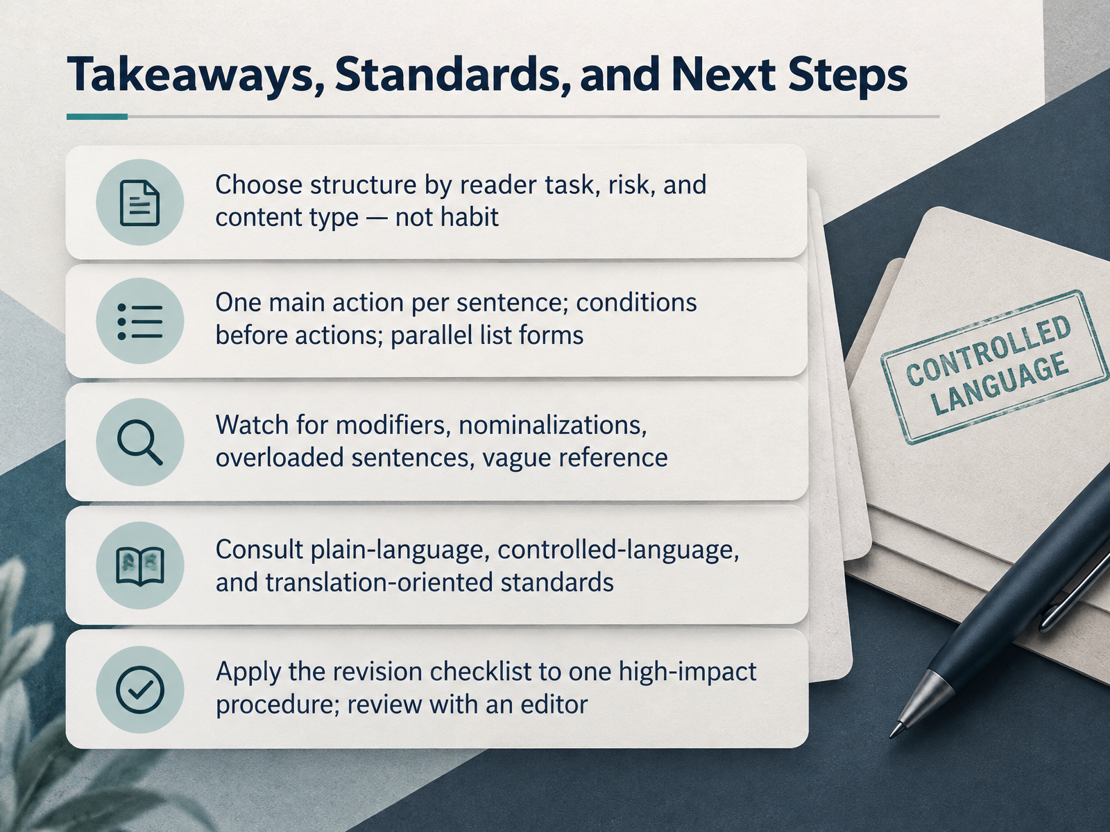 Takeaways, Standards, and Next Steps