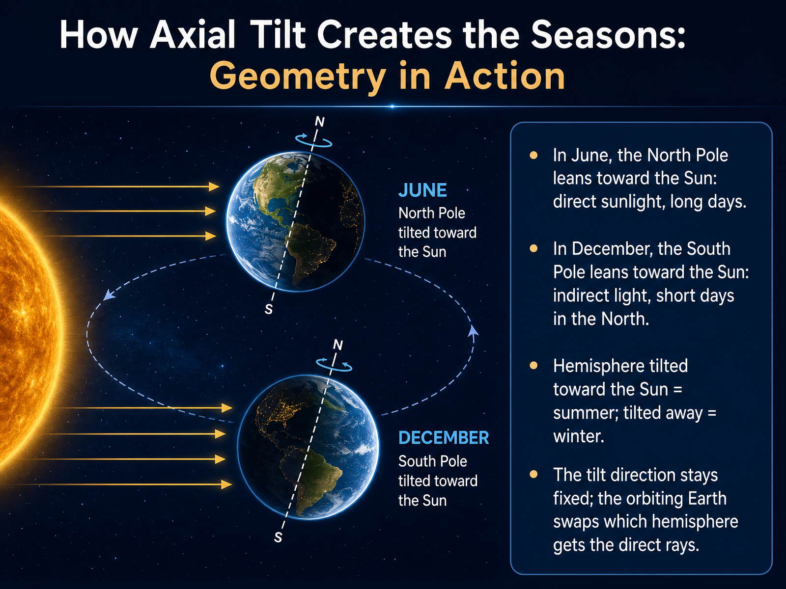 How Axial Tilt Creates the Seasons: Geometry in Action