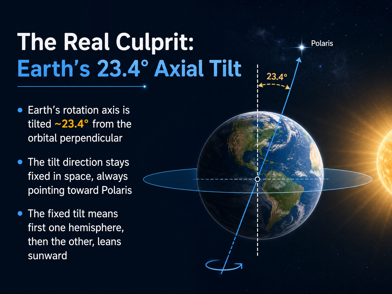 The Real Culprit: Earth's 23.4° Axial Tilt