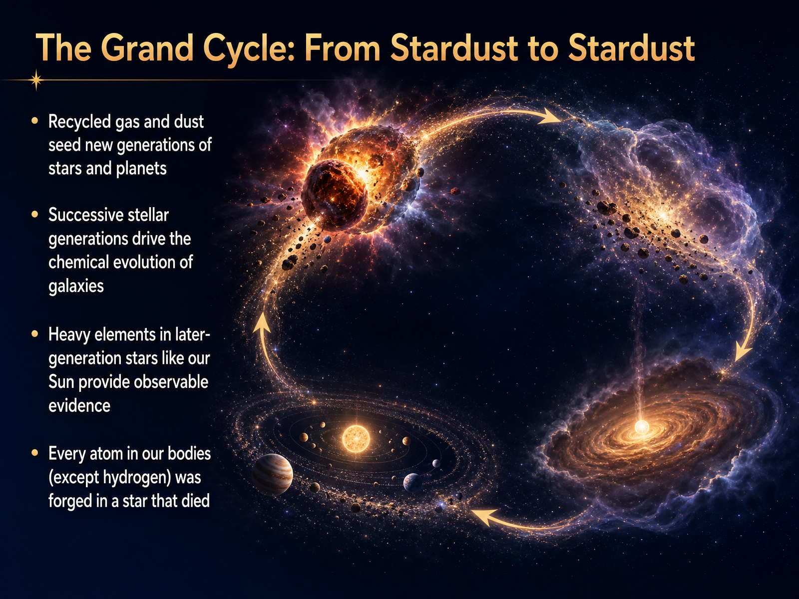 The Grand Cycle: From Stardust to Stardust