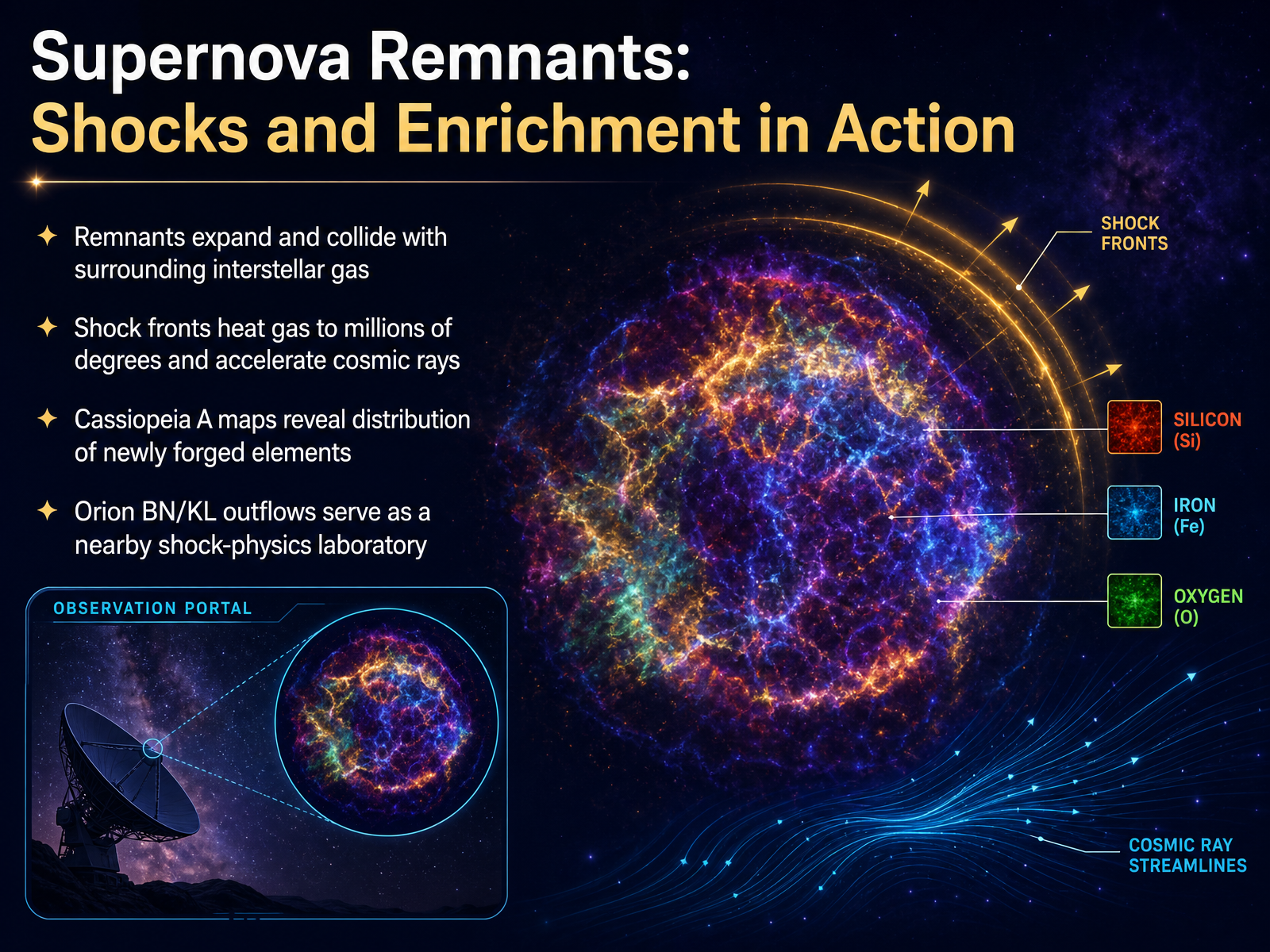 Supernova Remnants: Shocks and Enrichment in Action