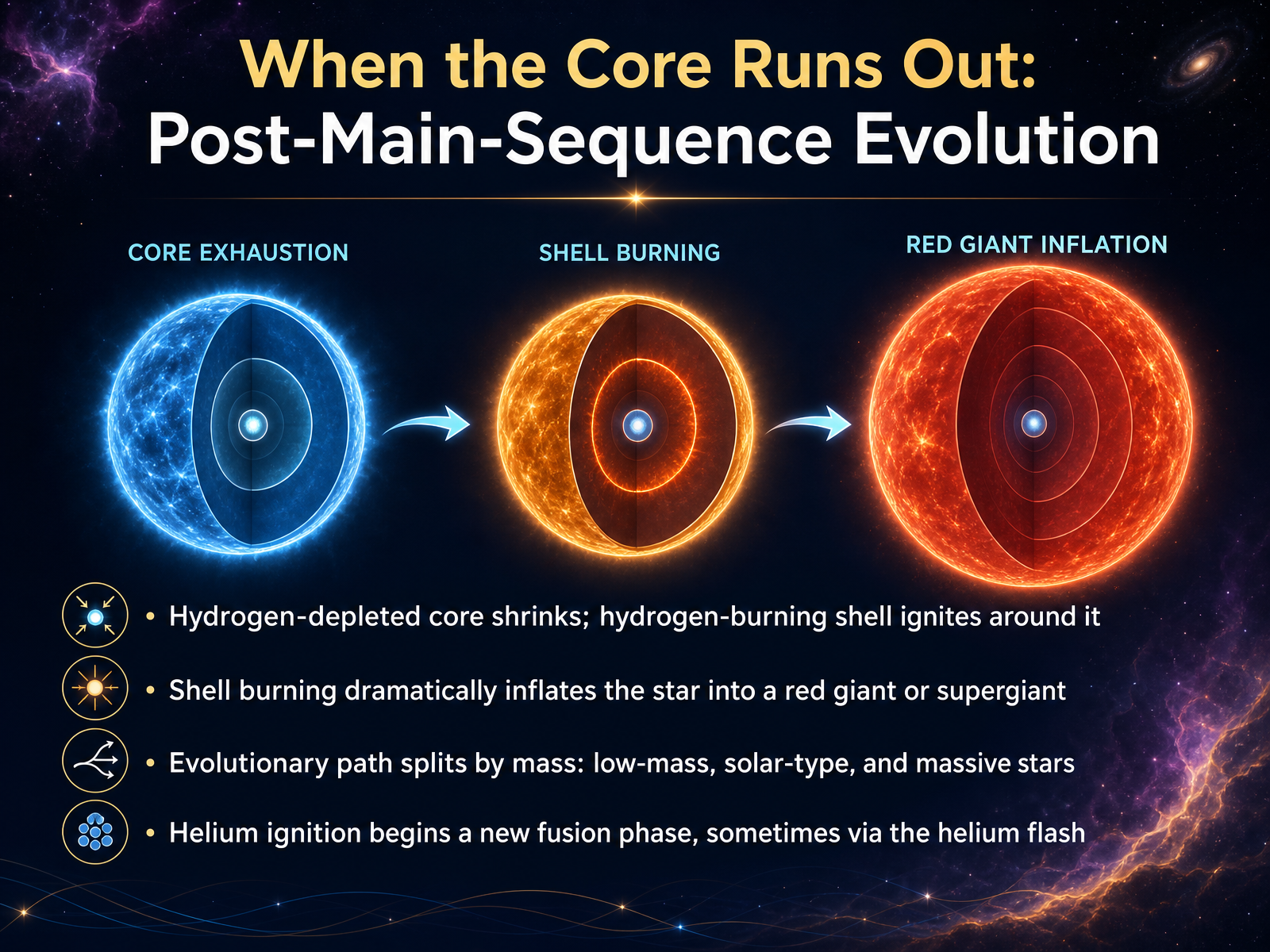 When the Core Runs Out: Post-Main-Sequence Evolution