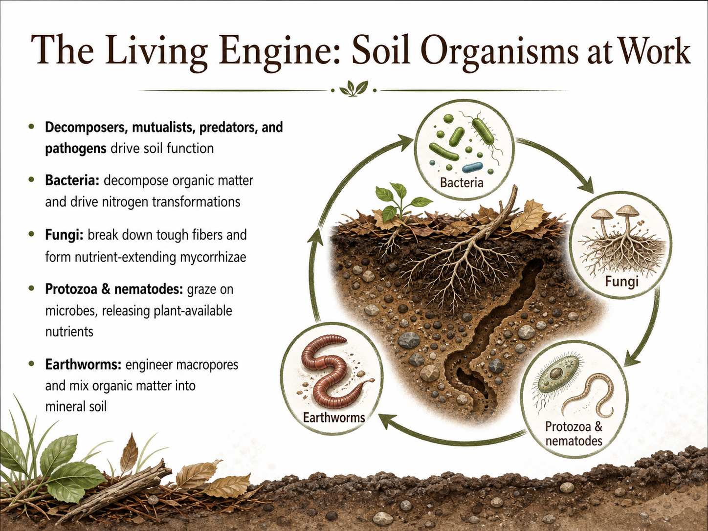 The Living Engine: Soil Organisms at Work