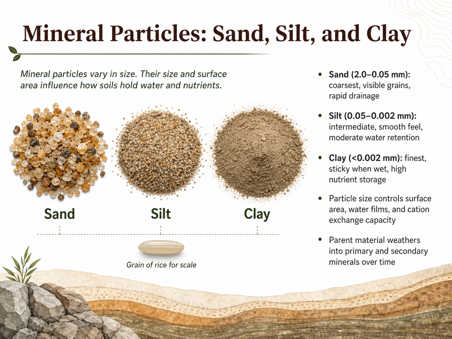 Mineral Particles: Sand, Silt, and Clay