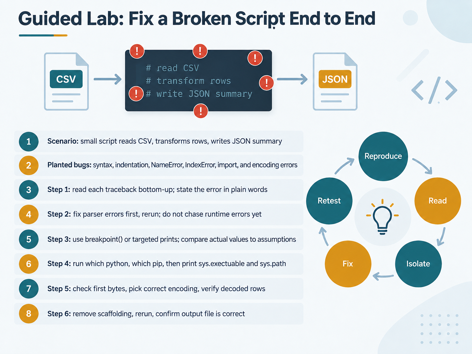 Guided Lab: Fix a Broken Script End to End