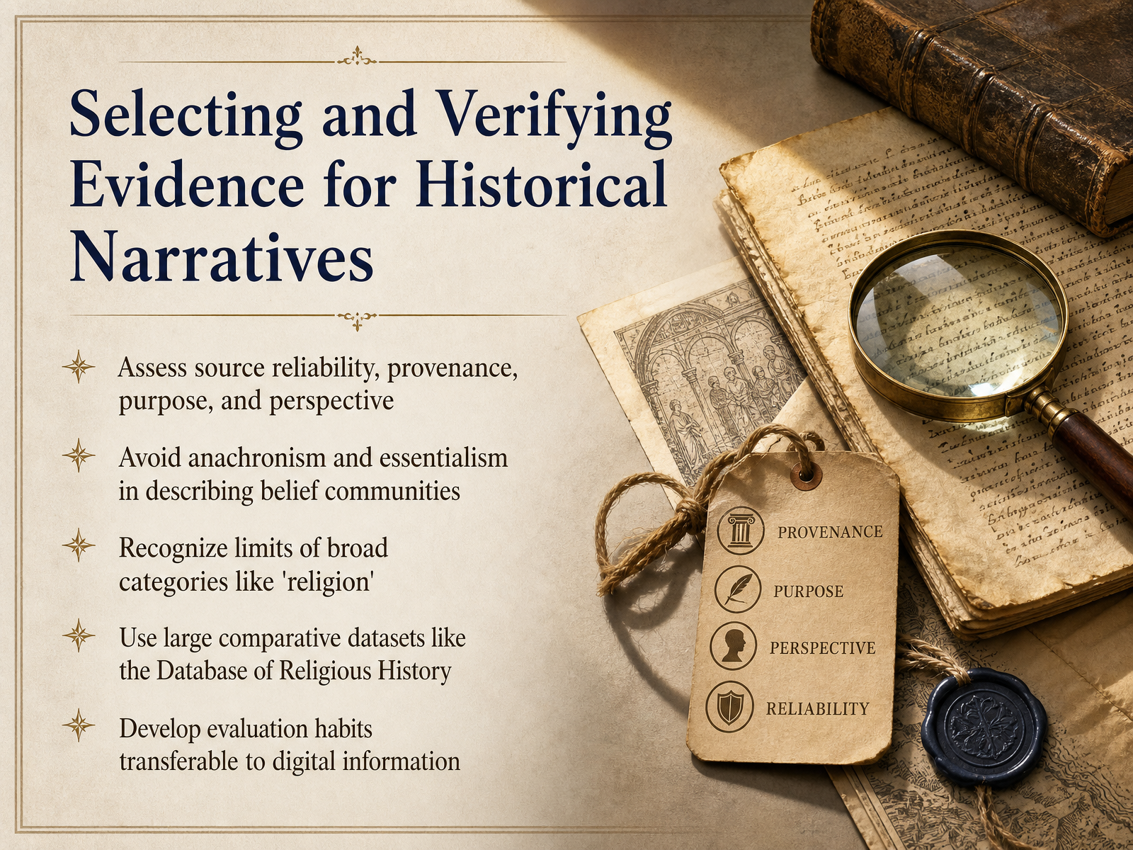 Selecting and Verifying Evidence for Historical Narratives
