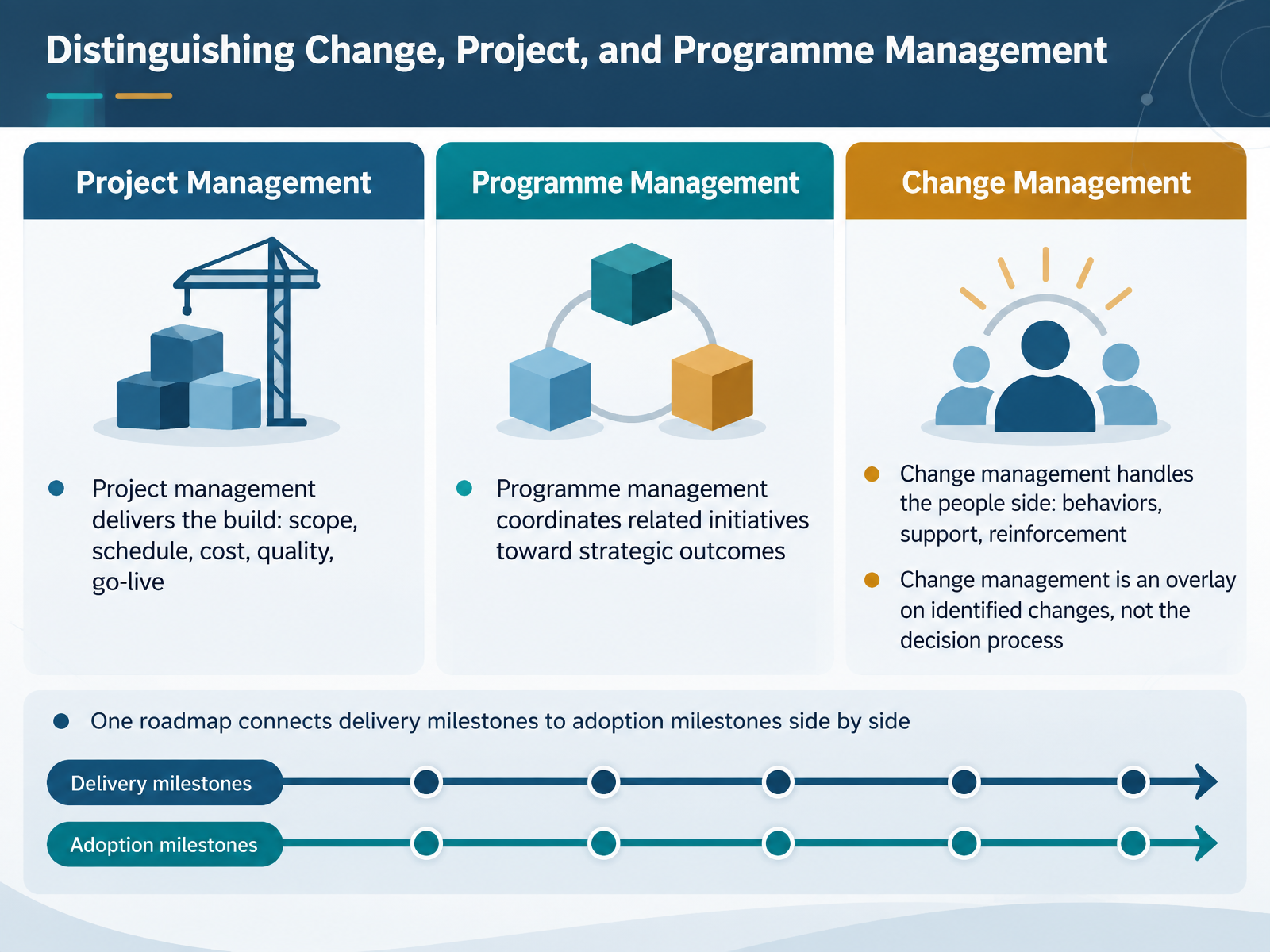 Distinguishing Change, Project, and Programme Management