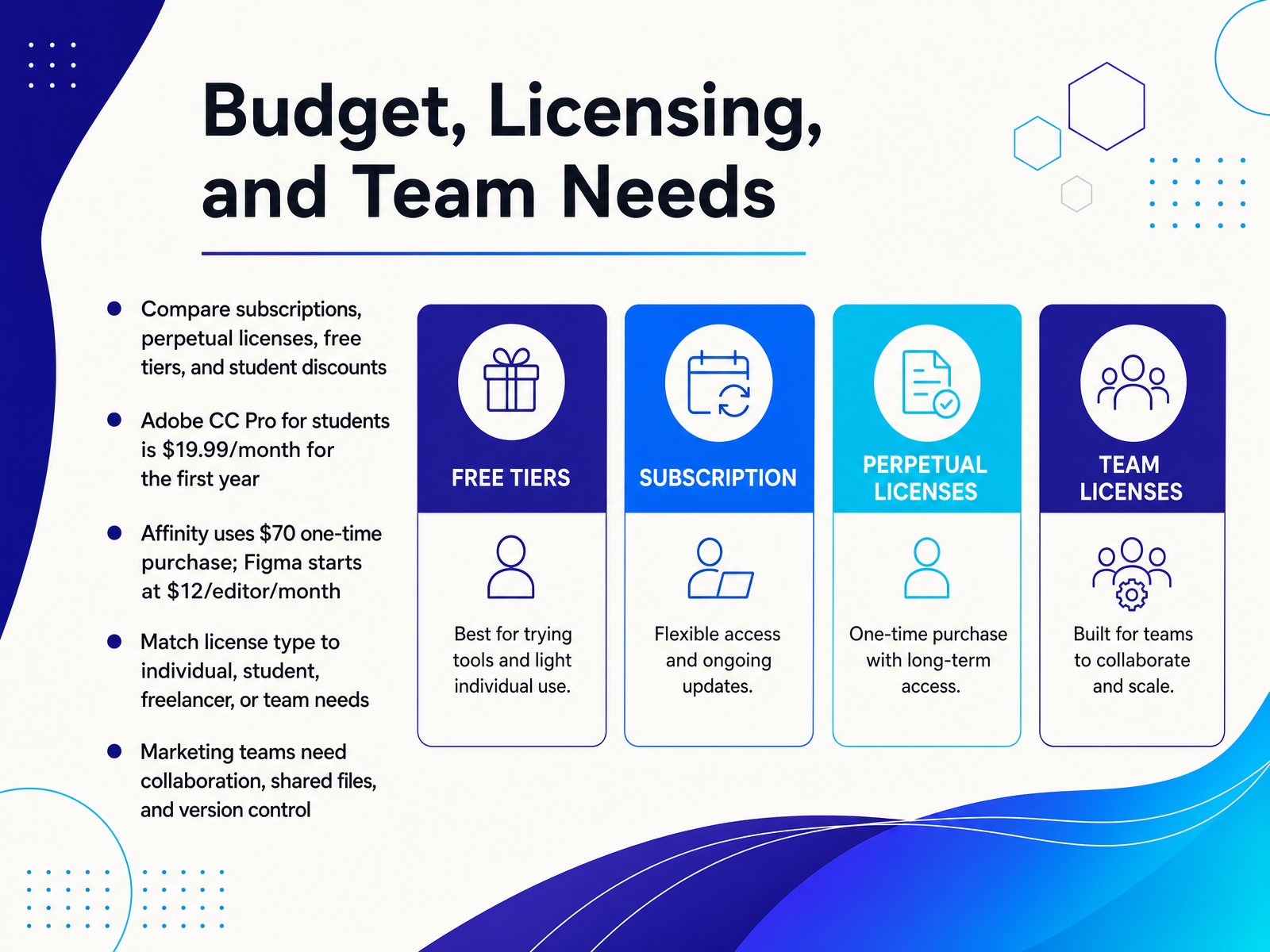 Budget, Licensing, and Team Needs