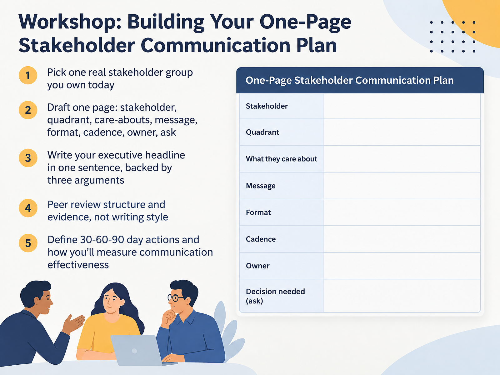 Workshop: Building Your One-Page Stakeholder Communication Plan