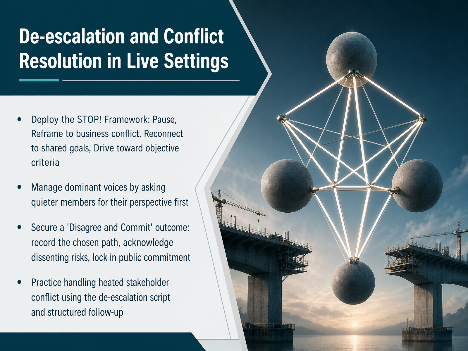 De-escalation and Conflict Resolution in Live Settings