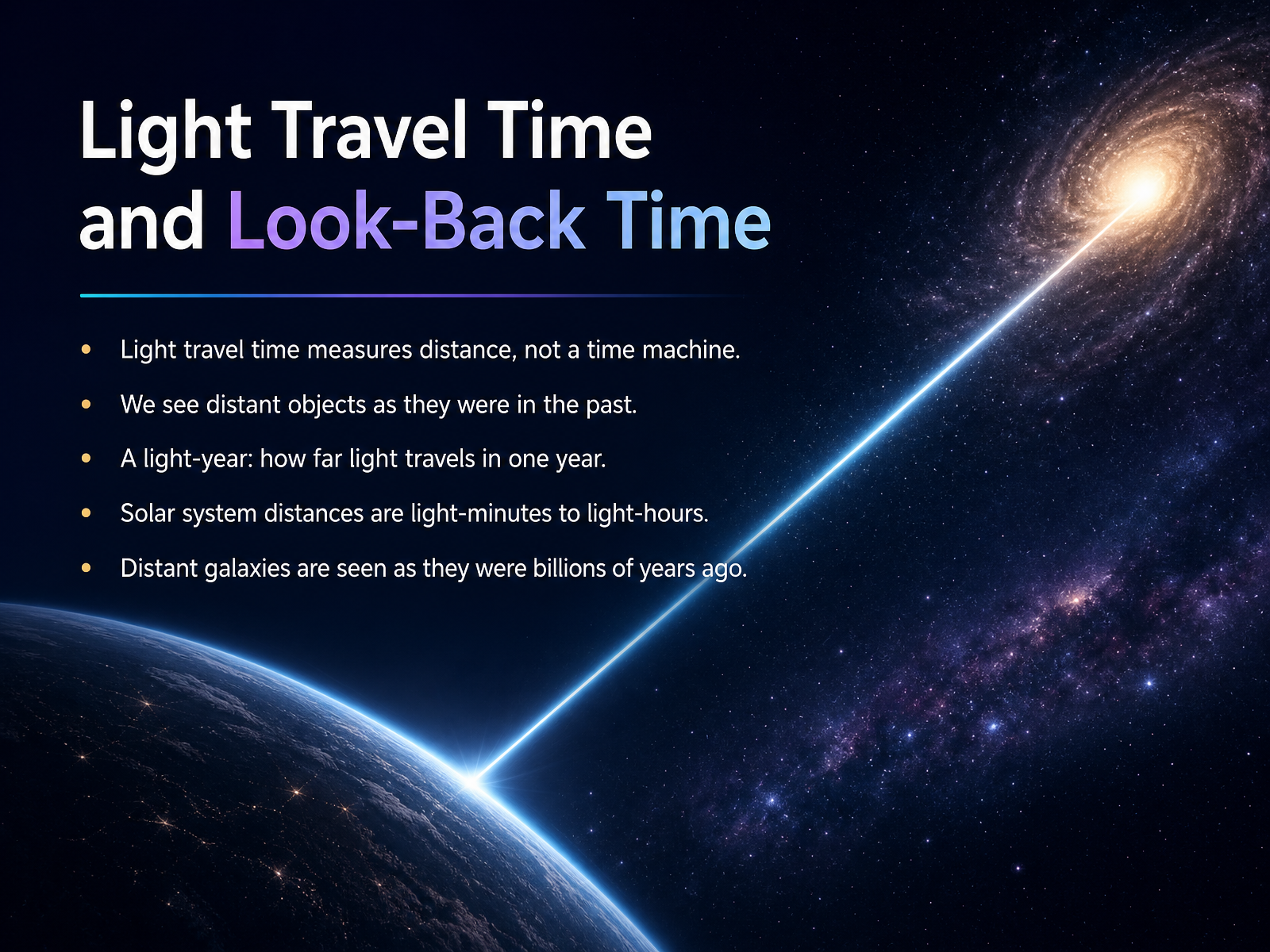 Light Travel Time and Look-Back Time