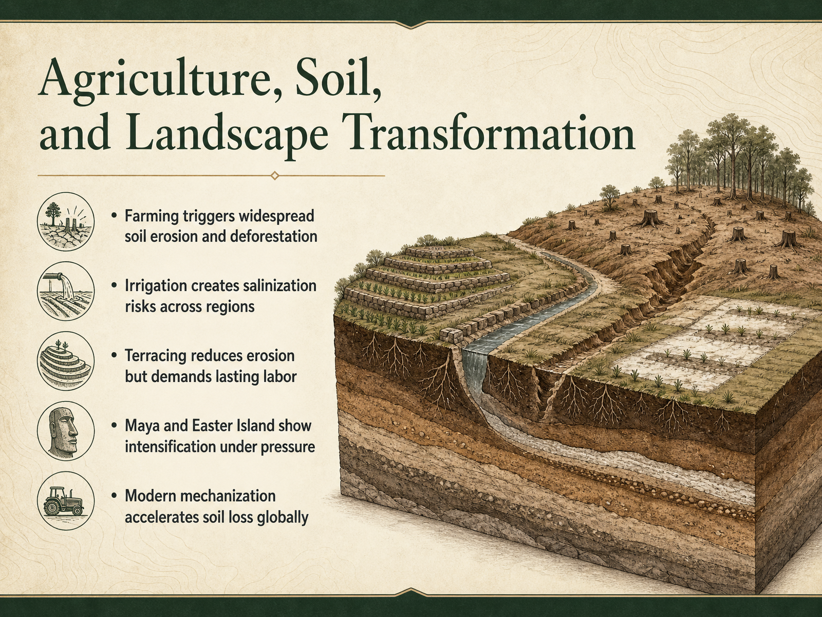 Agriculture, Soil, and Landscape Transformation