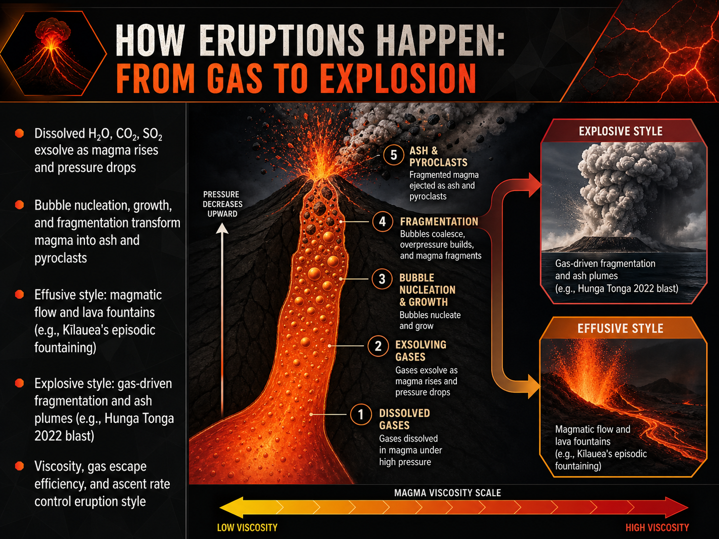How Eruptions Happen: From Gas to Explosion