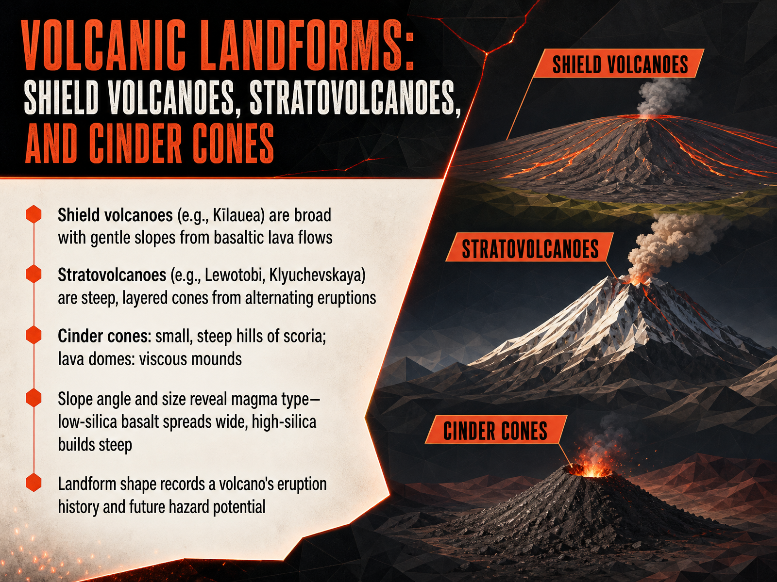 Volcanic Landforms: Shield Volcanoes, Stratovolcanoes, and Cinder Cones