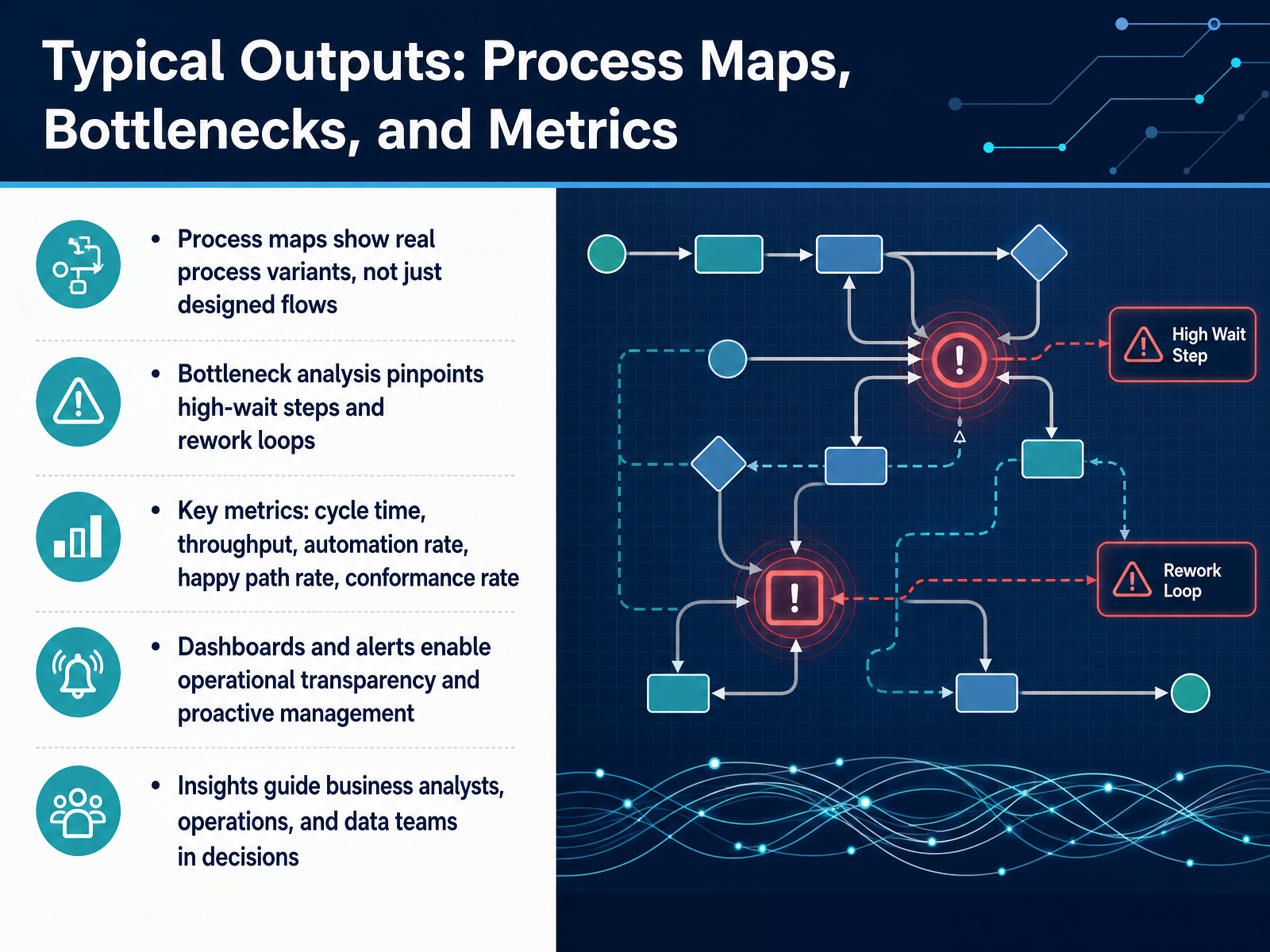 Typical Outputs: Process Maps, Bottlenecks, and Metrics