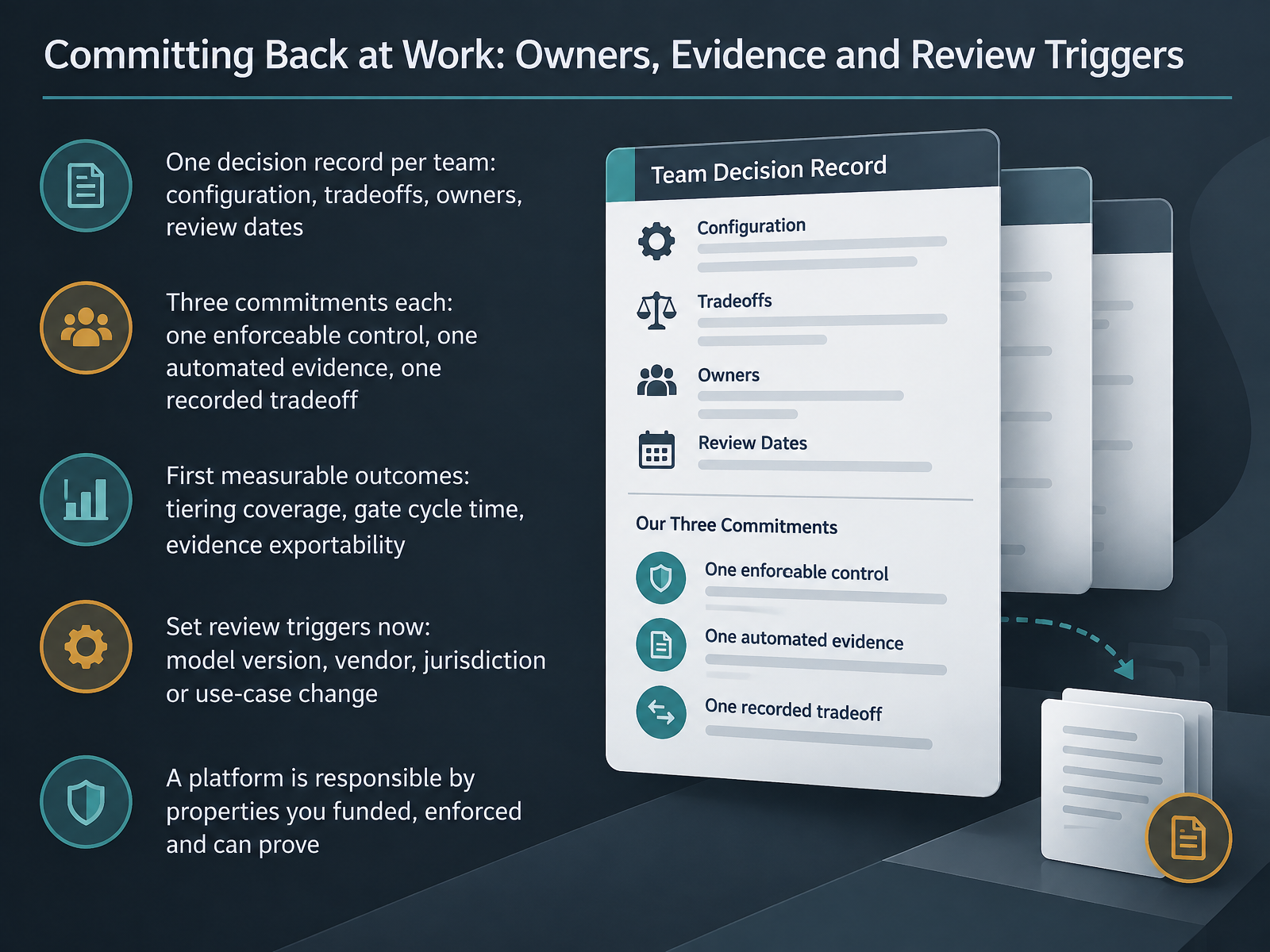 Committing Back at Work: Owners, Evidence and Review Triggers