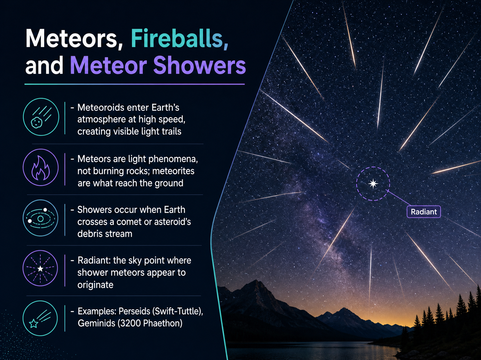 Meteors, Fireballs, and Meteor Showers