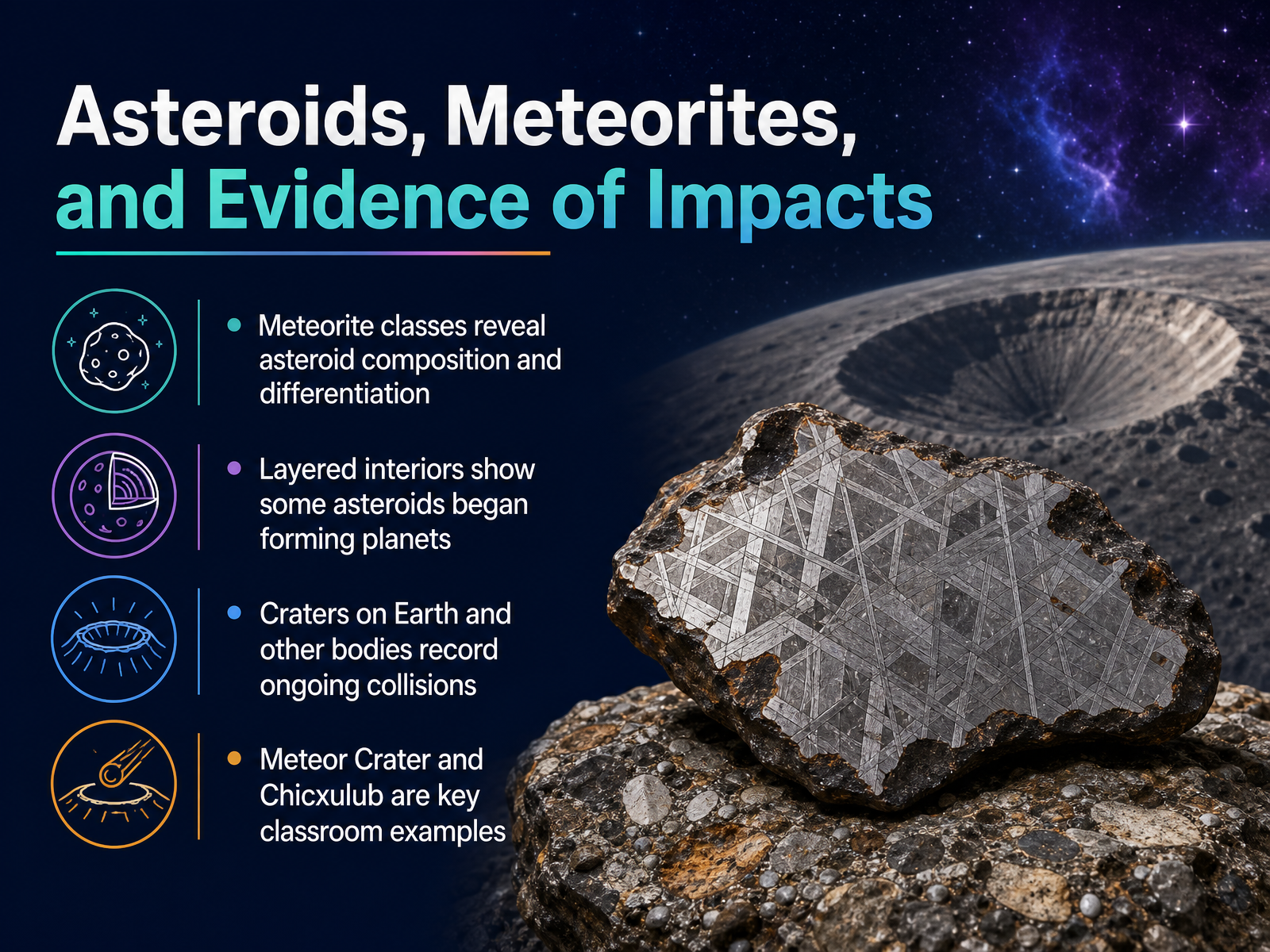 Asteroids, Meteorites, and Evidence of Impacts