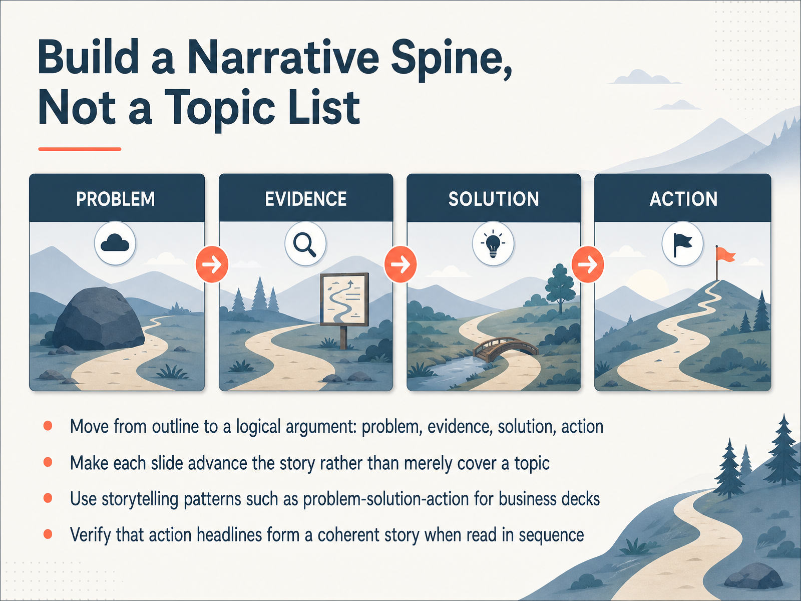 Build a Narrative Spine, Not a Topic List