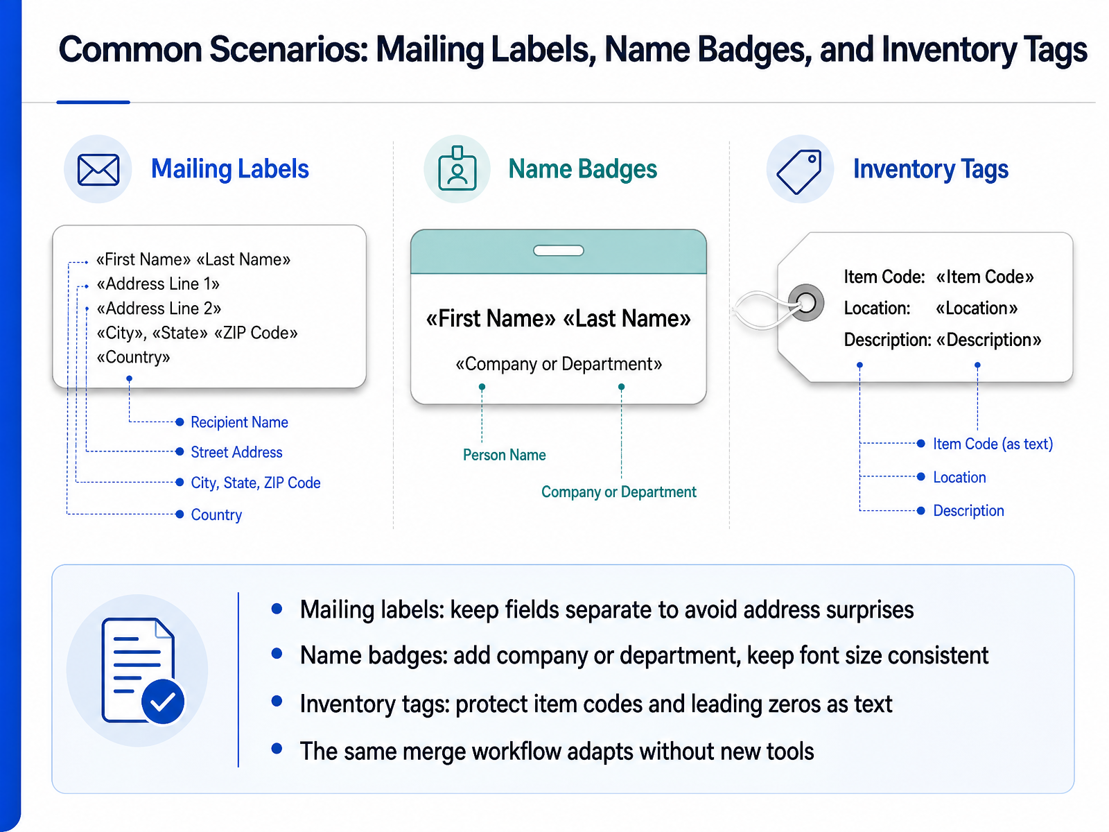 Common Scenarios: Mailing Labels, Name Badges, and Inventory Tags