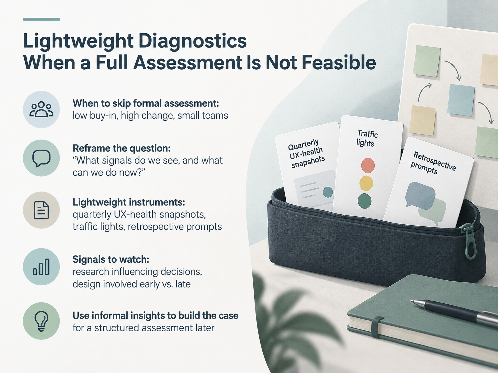 Lightweight Diagnostics When a Full Assessment Is Not Feasible