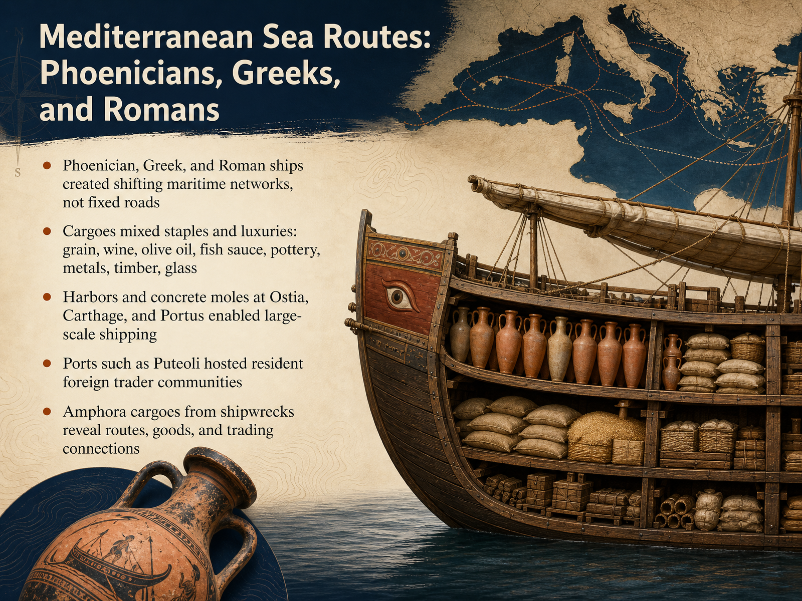 Mediterranean Sea Routes: Phoenicians, Greeks, and Romans