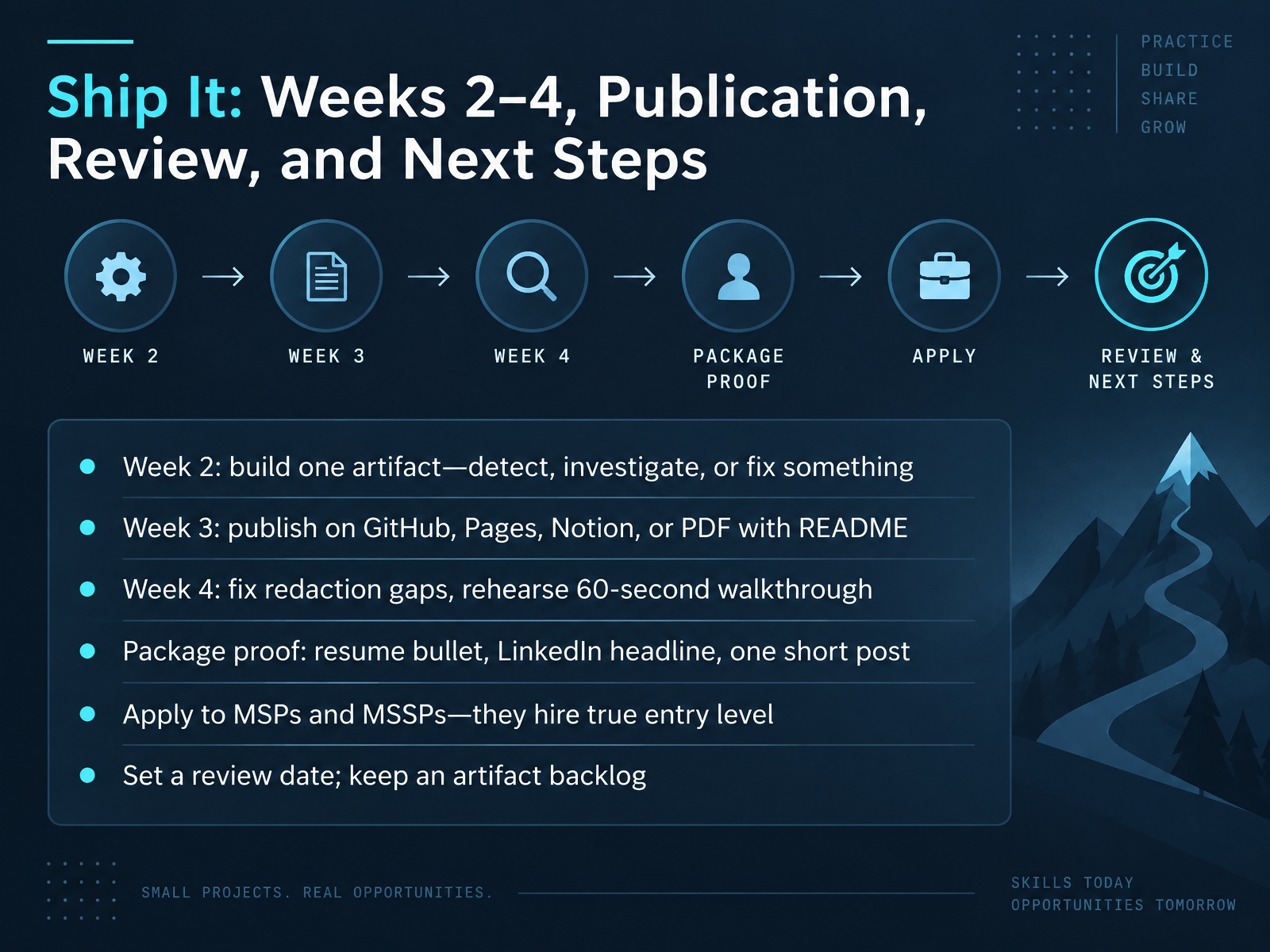 Ship It: Weeks 2–4, Publication, Review, and Next Steps