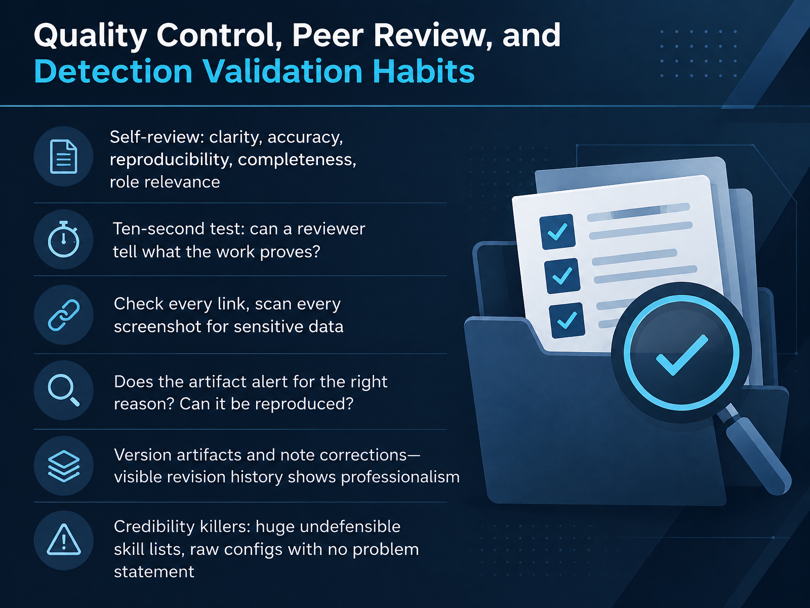 Quality Control, Peer Review, and Detection Validation Habits