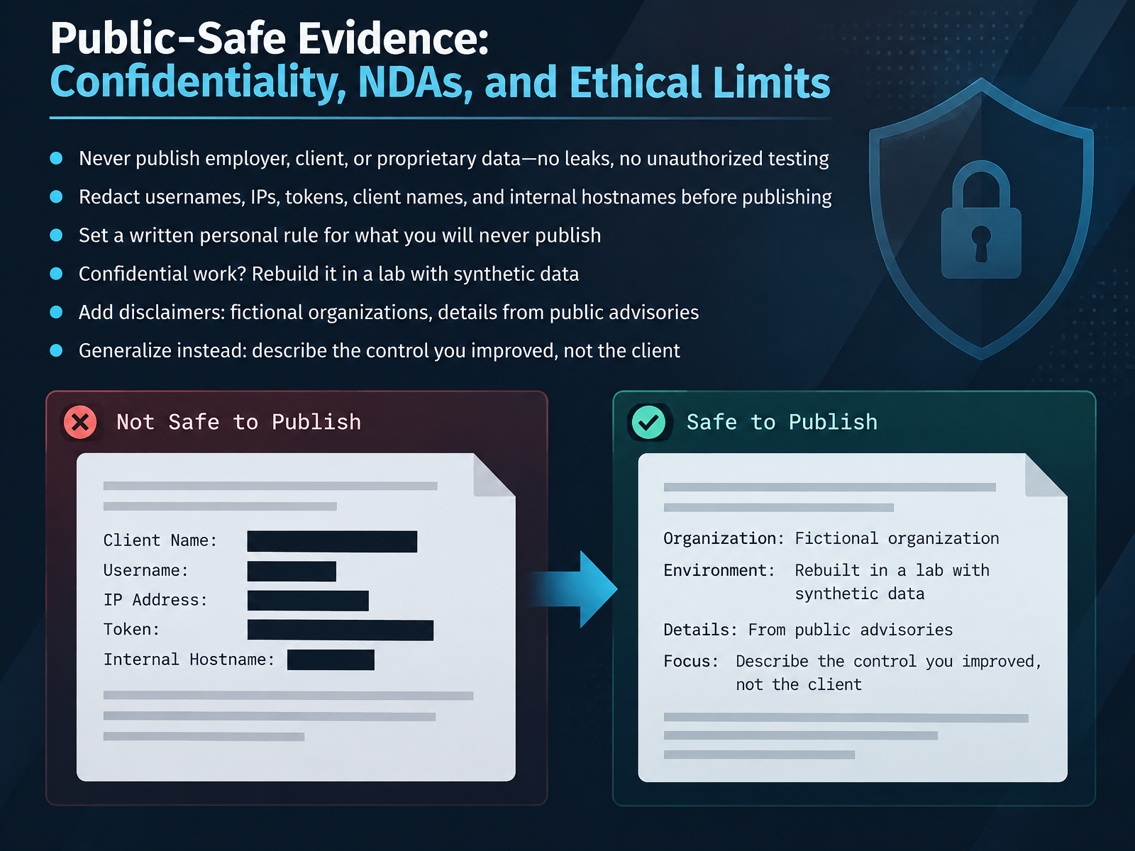 Public-Safe Evidence: Confidentiality, NDAs, and Ethical Limits