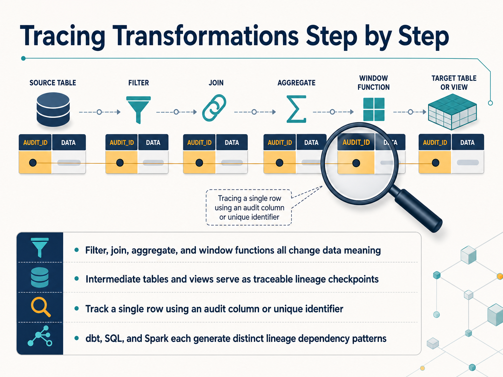Tracing Transformations Step by Step