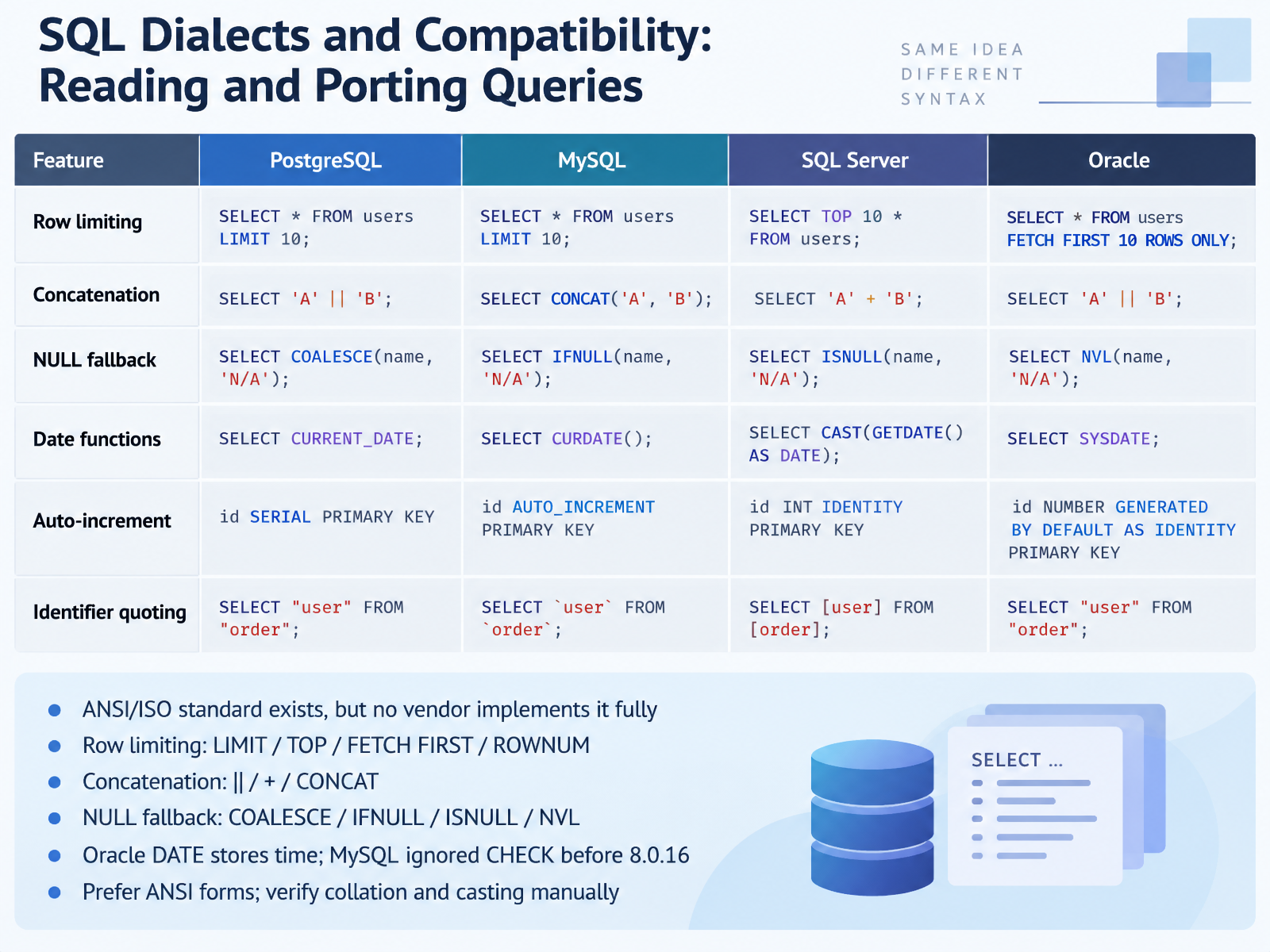 SQL Dialects and Compatibility: Reading and Porting Queries