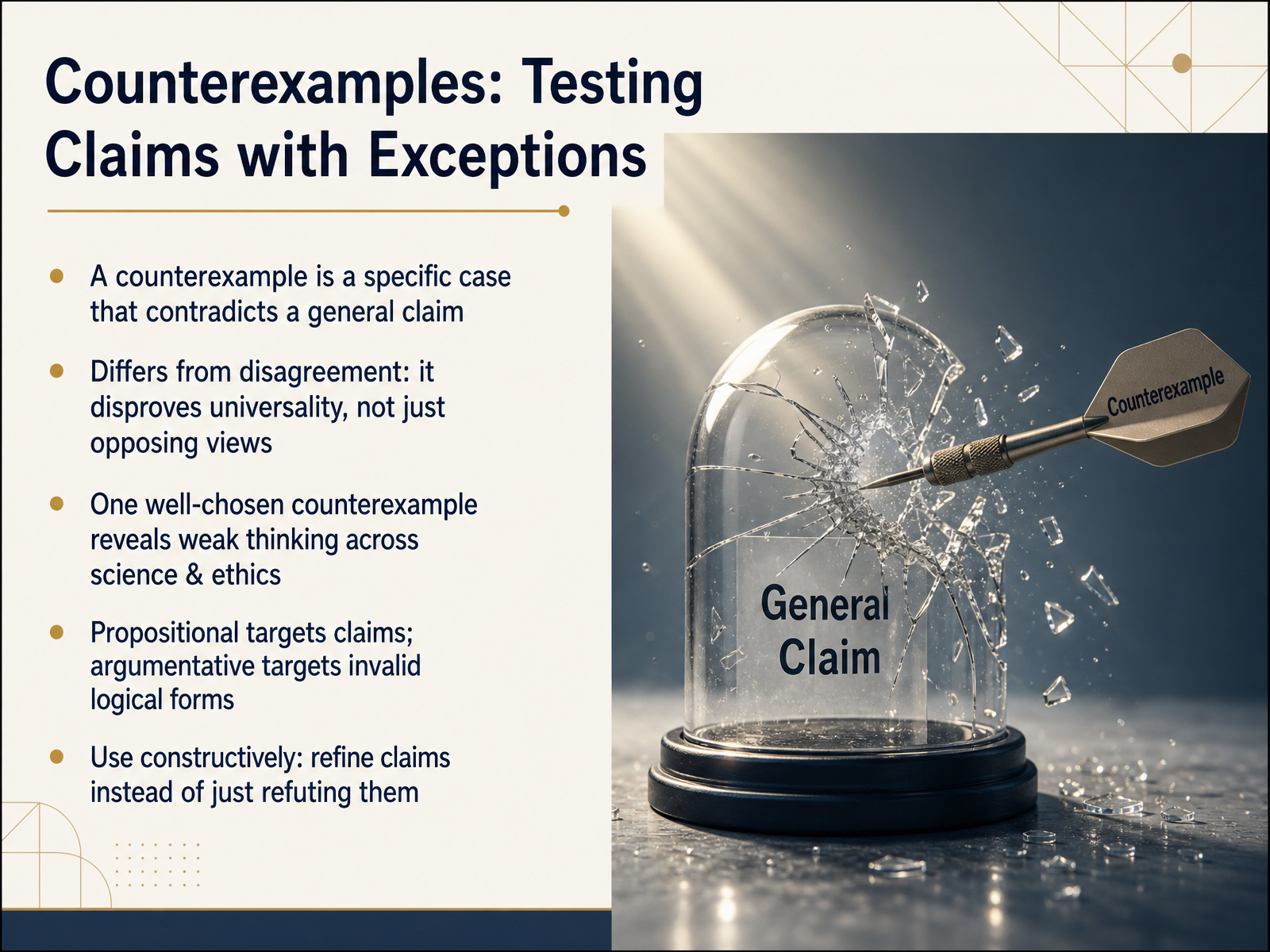 Counterexamples: Testing Claims with Exceptions