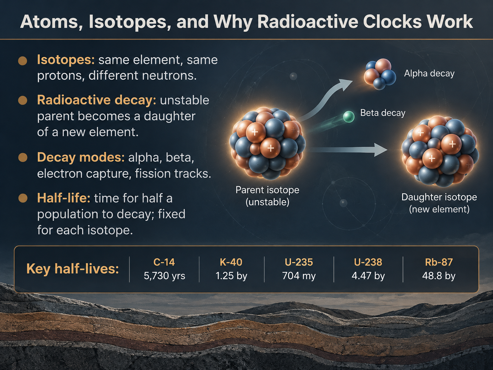 Atoms, Isotopes, and Why Radioactive Clocks Work