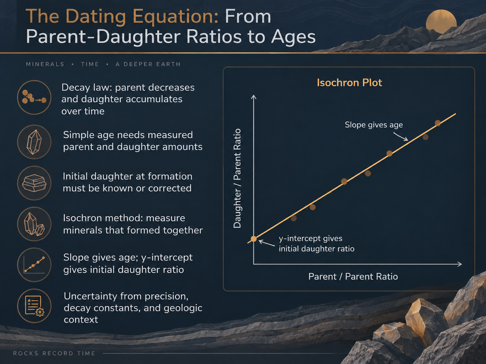 The Dating Equation: From Parent-Daughter Ratios to Ages
