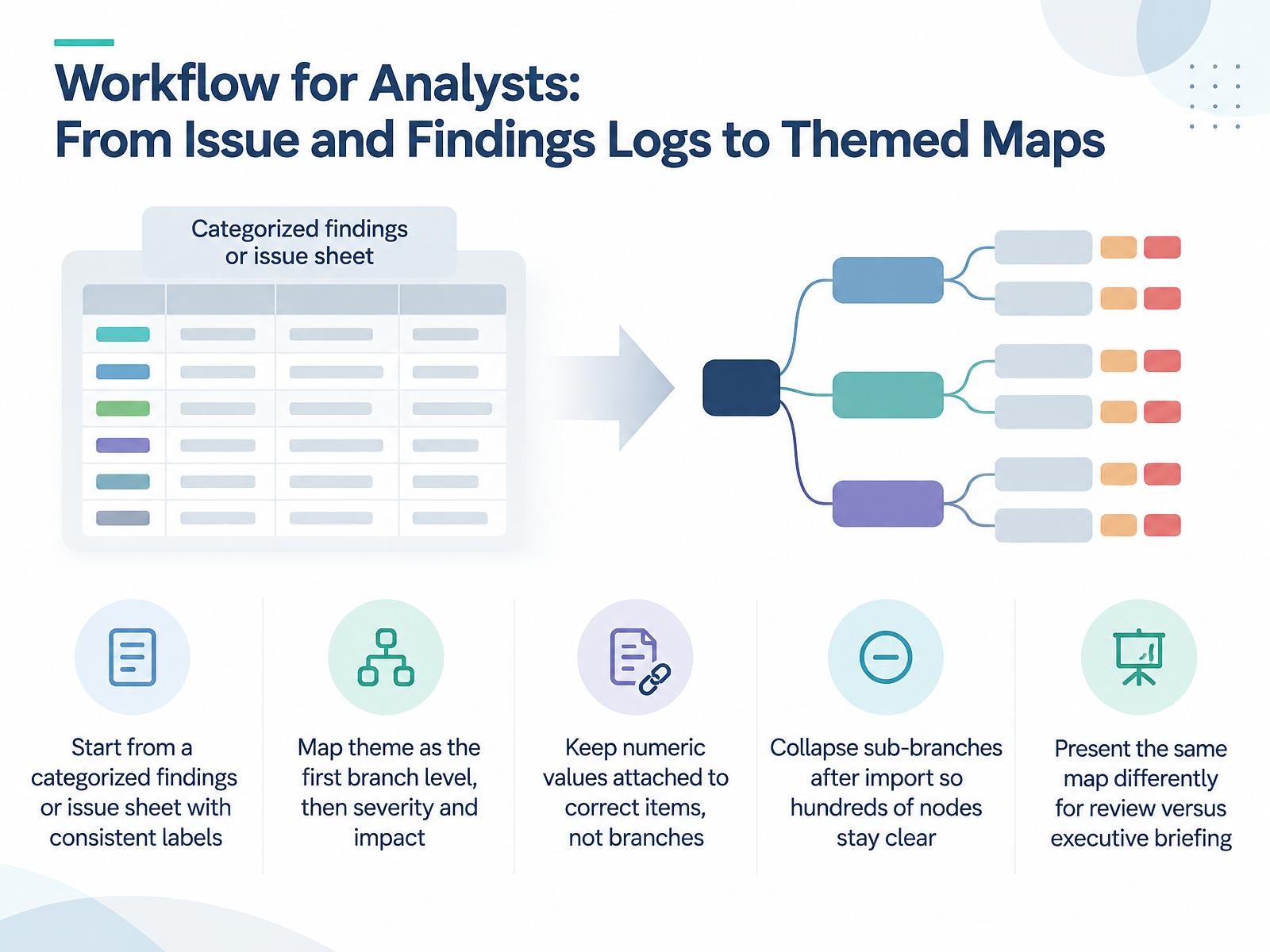 Workflow for Analysts: From Issue and Findings Logs to Themed Maps