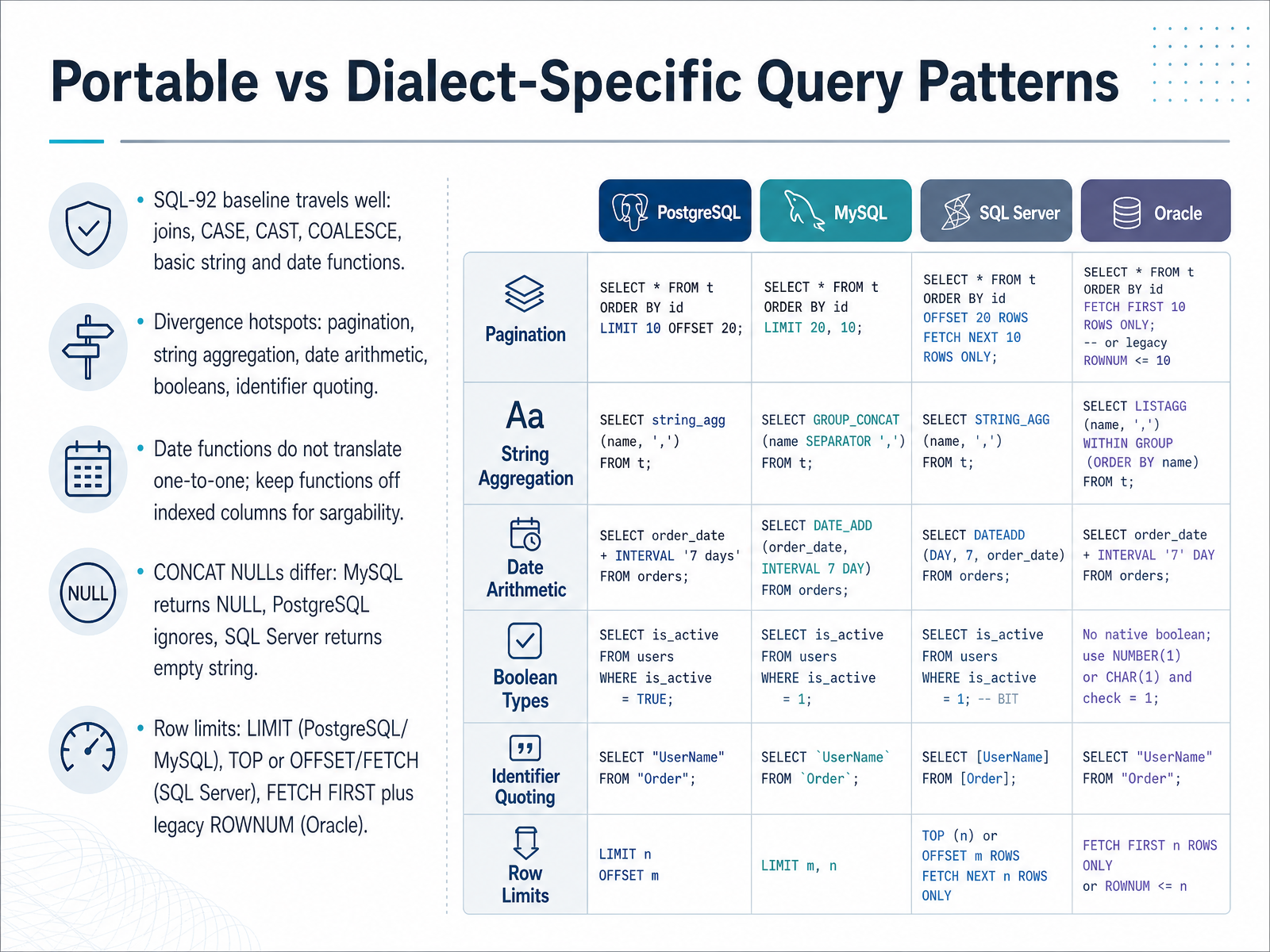 Portable vs Dialect-Specific Query Patterns
