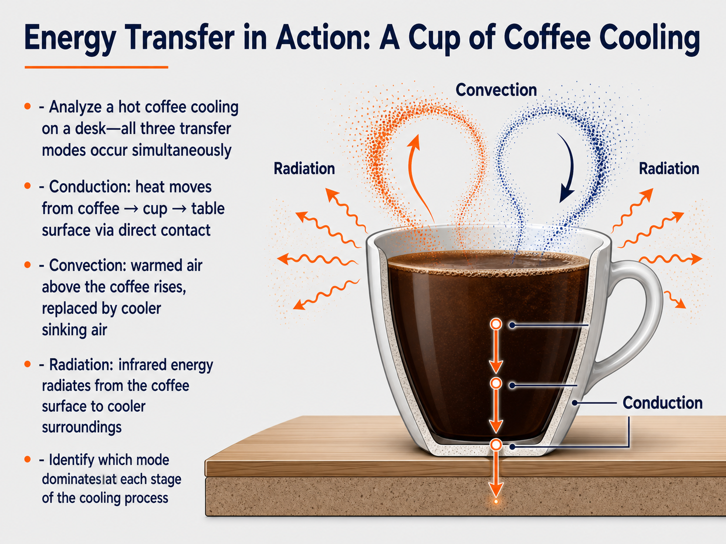 Energy Transfer in Action: A Cup of Coffee Cooling