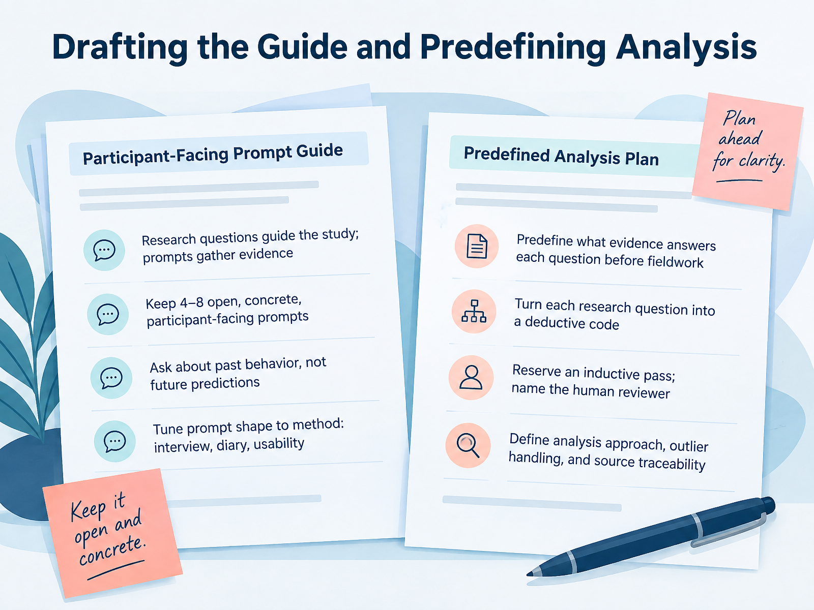 Drafting the Guide and Predefining Analysis