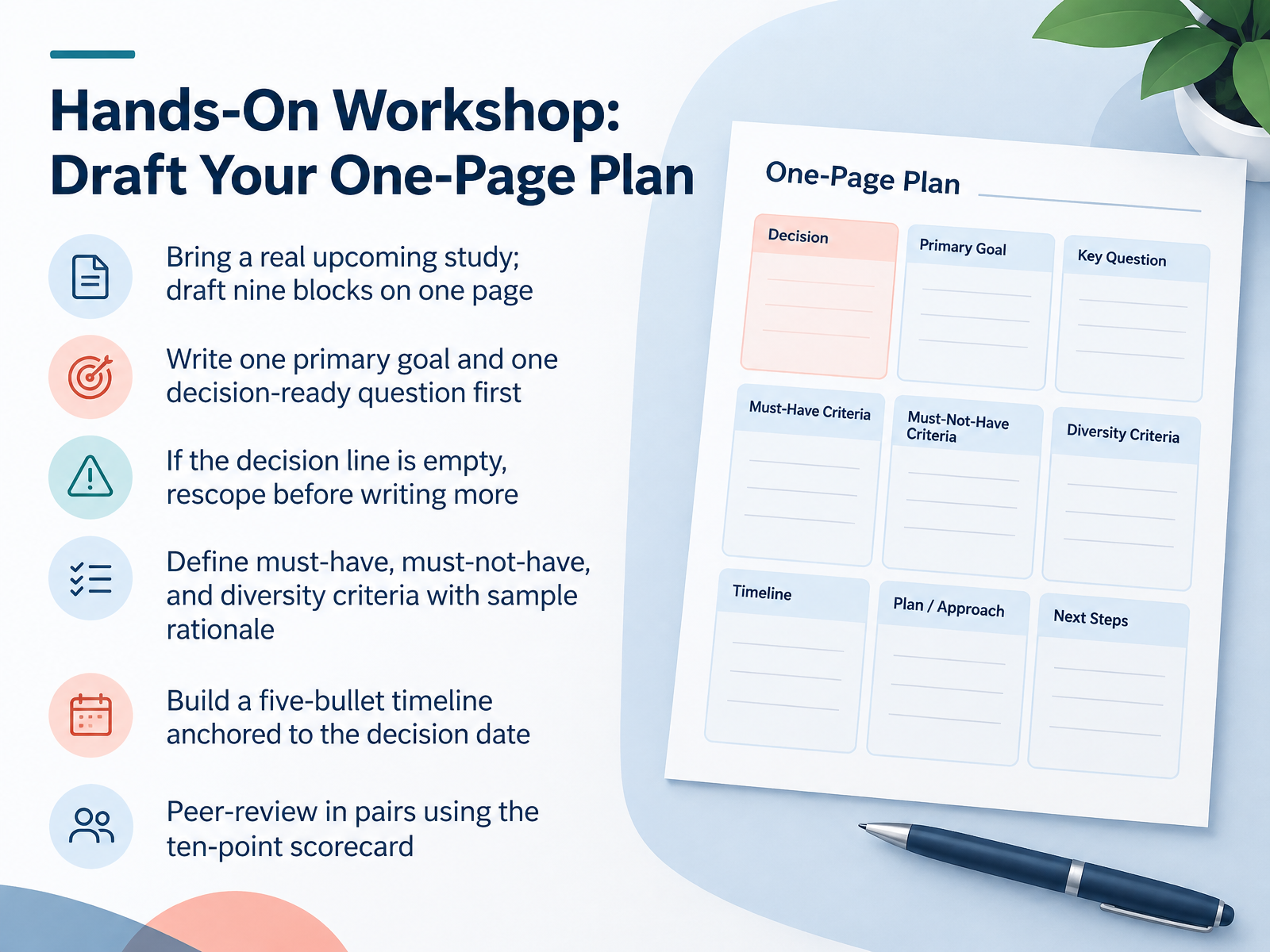 Hands-On Workshop: Draft Your One-Page Plan